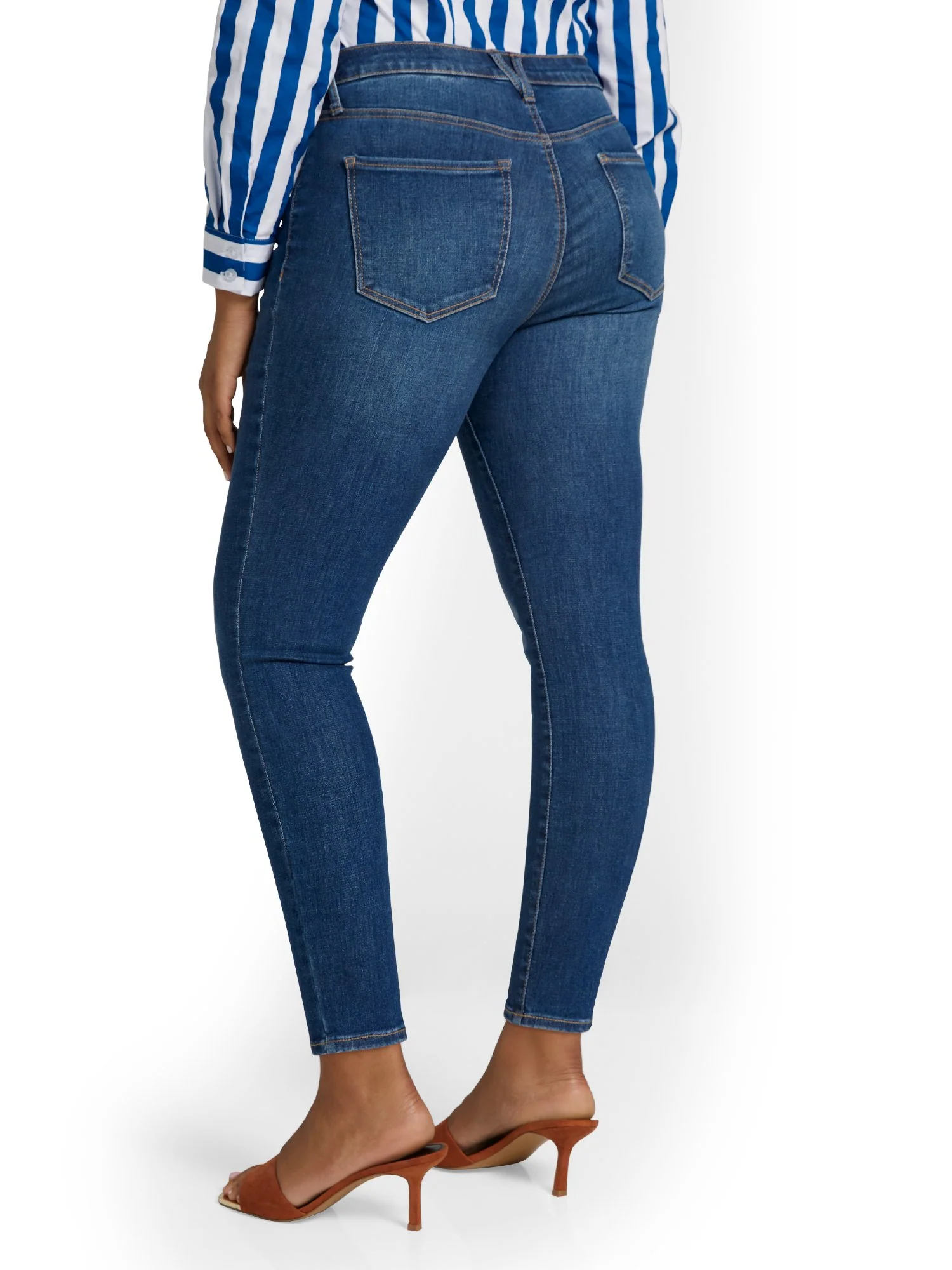 Perfect Fit Mid-Rise Super-Skinny Ankle Jeans - Medium Blue Wash - Image 4