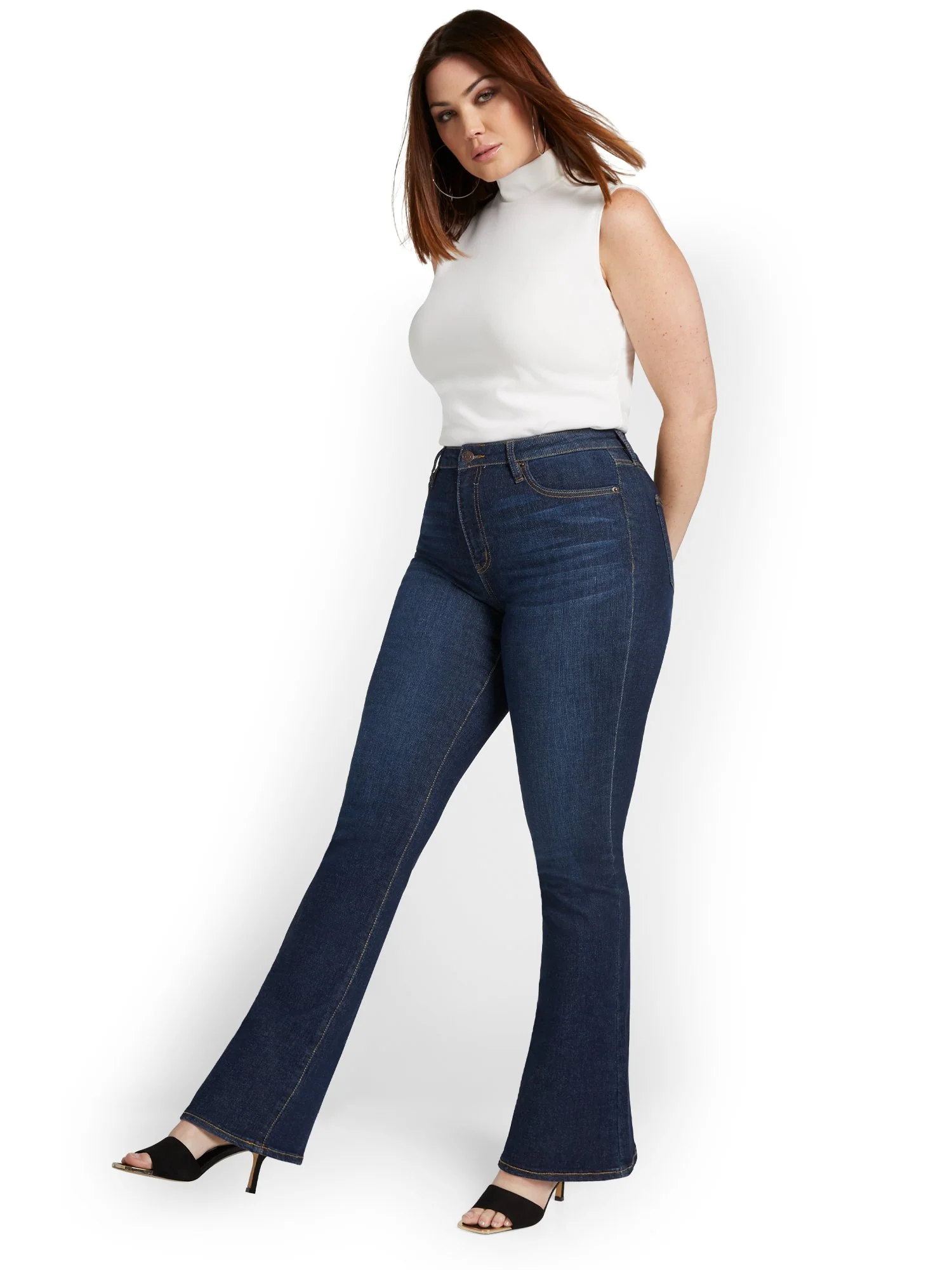 Perfect Fit Ultra High-Waisted Bootcut Jeans - Dark Blue Wash - Image 7