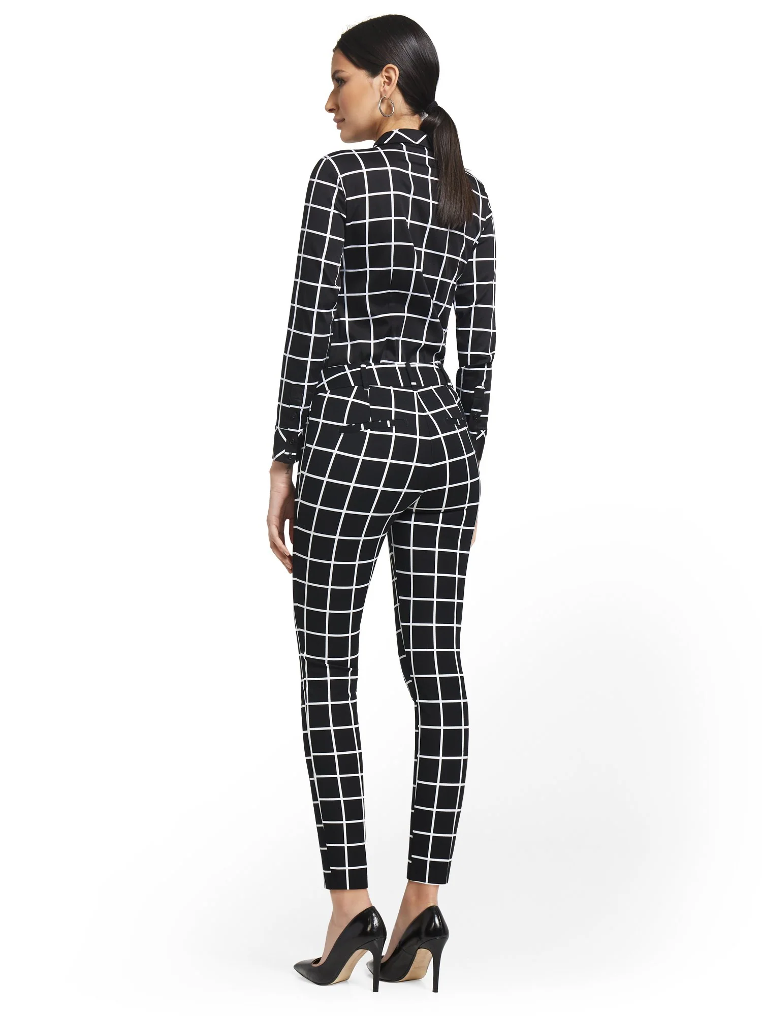 Petite Audrey High-Waisted Ankle Pant - Grid-Print - Image 2