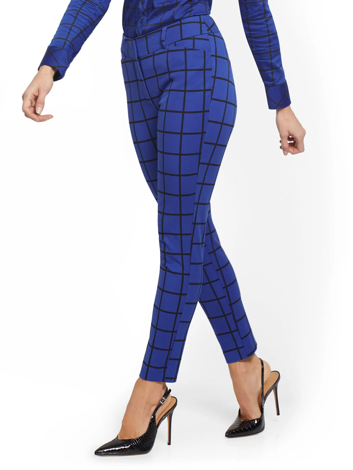 Petite Audrey High-Waisted Ankle Pant - Grid-Print - Image 5