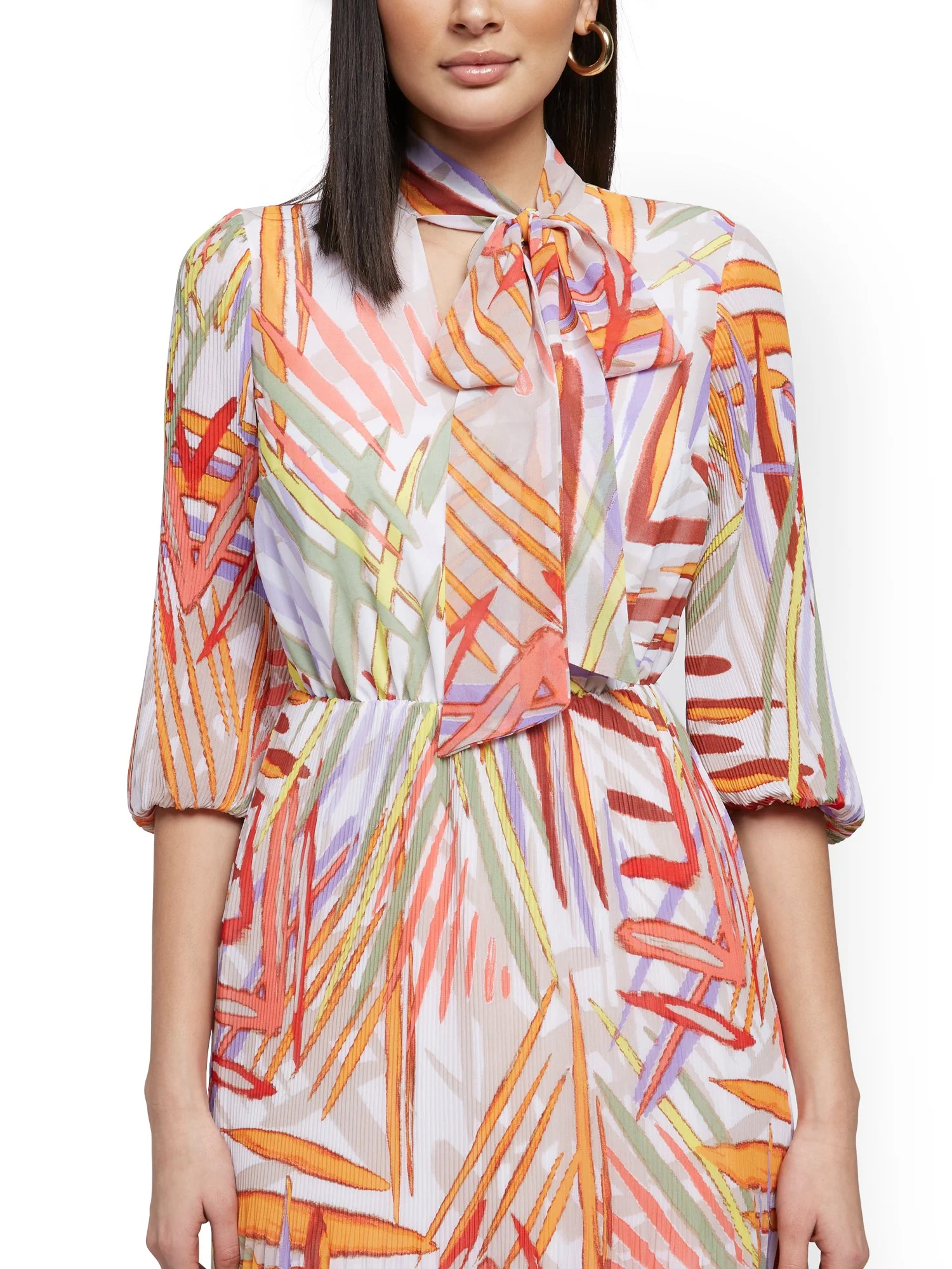 Petite Balloon-Sleeve Pleated Dress - Image 4