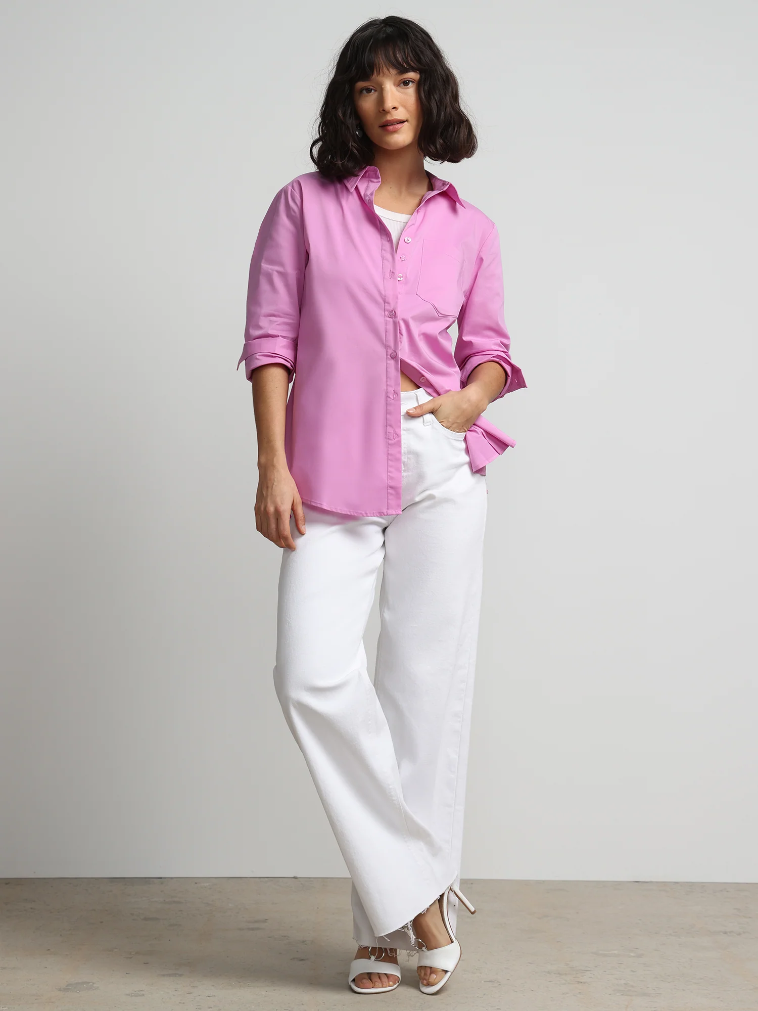 Petite Boyfriend Button-Front Secret Snap - NY&C Madison Shirt® - Image 11