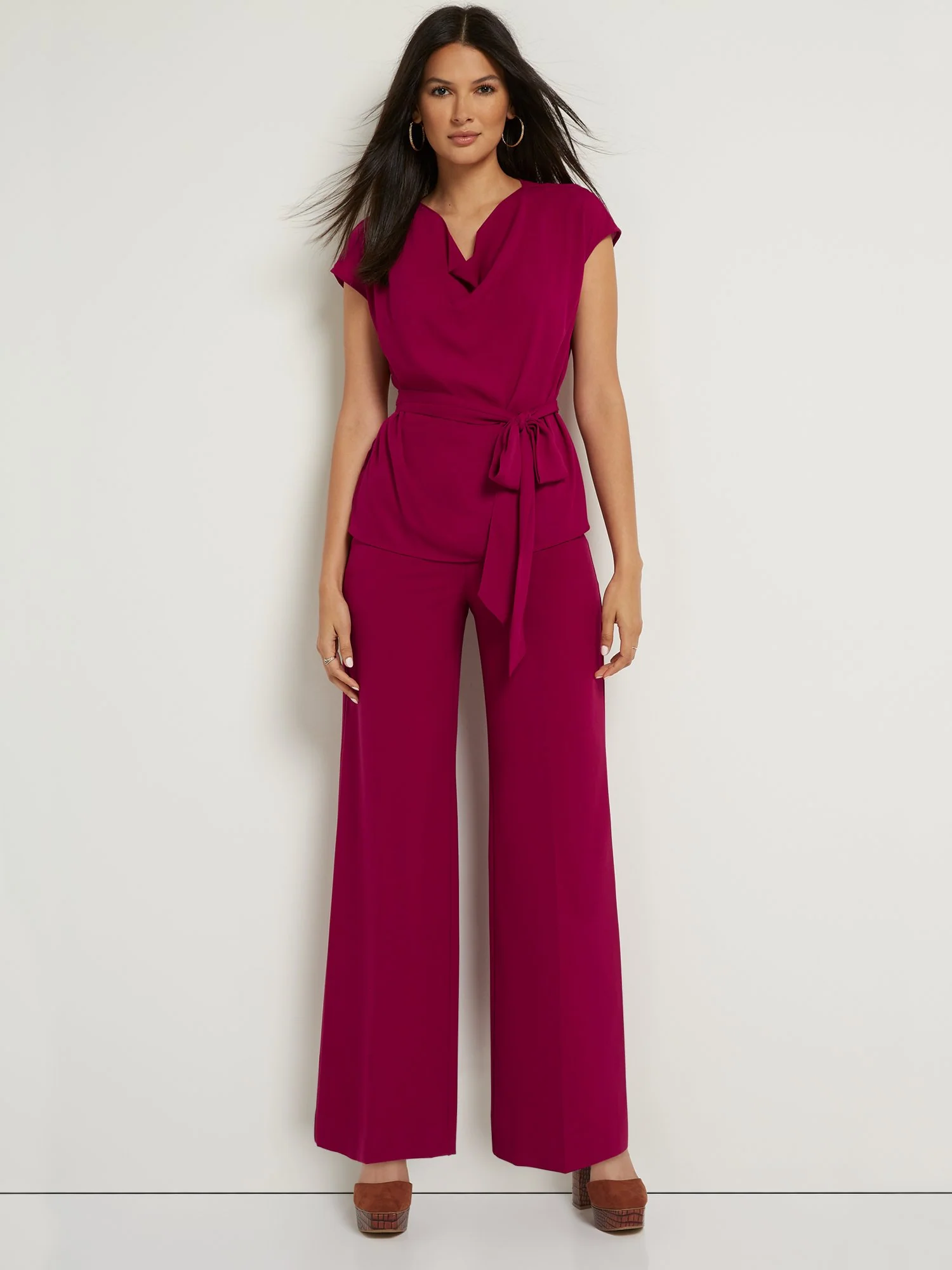 Petite Button Tab-Waist Wide-Leg Pant - Essential Stretch - Image 13