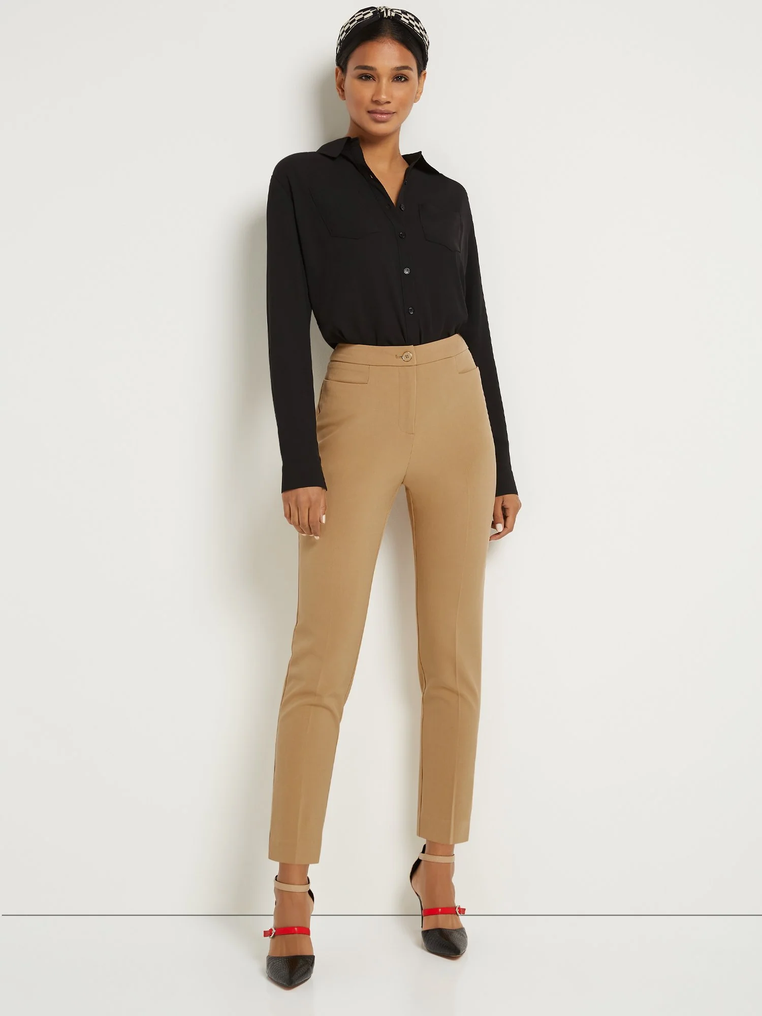 Petite Button-Waist Straight-Leg Ankle Pant - Essential Stretch - Image 13