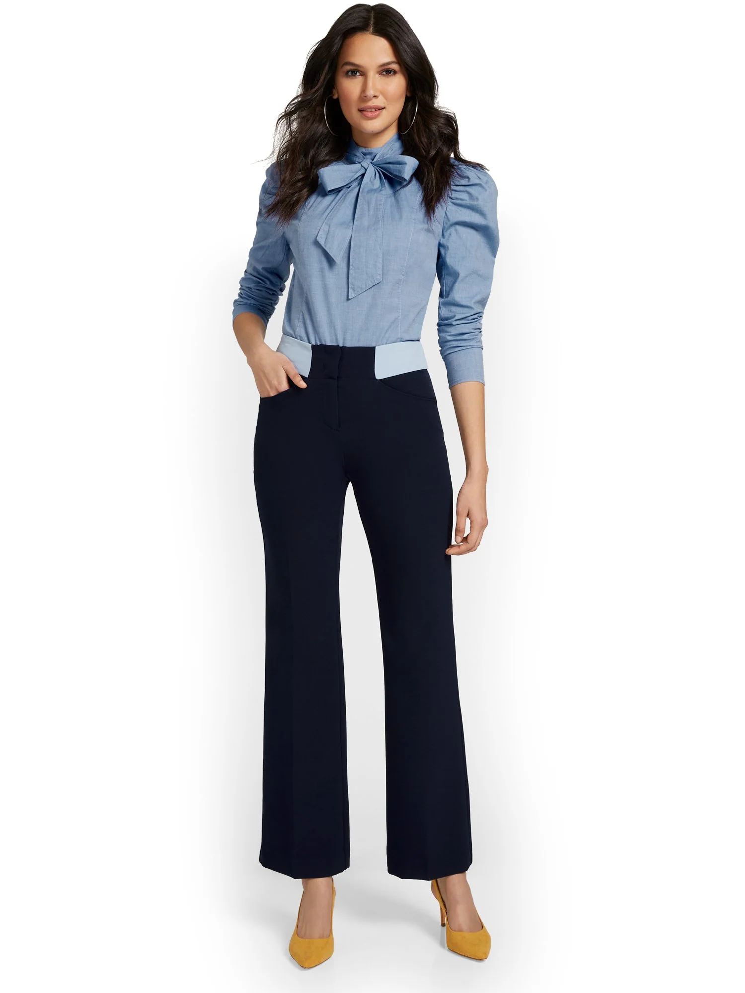 Petite Colorblock-Waist Wide-Leg Pant - Image 4