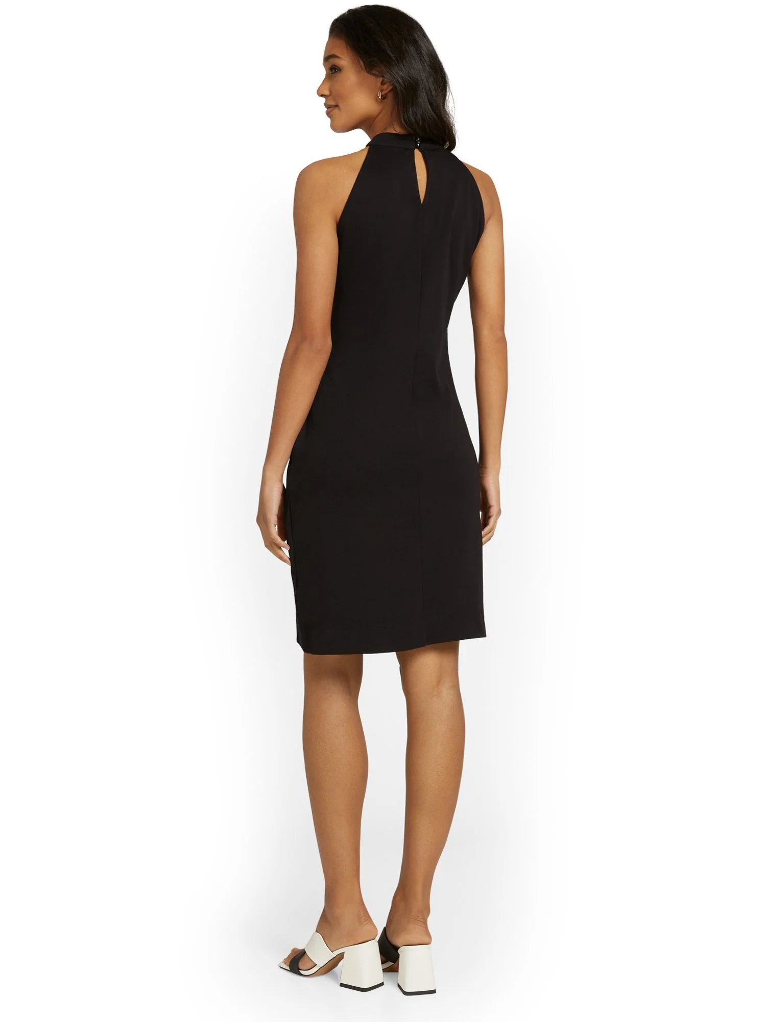 Petite Contrast-Bow Halterneck Dress - City Knits - Image 7
