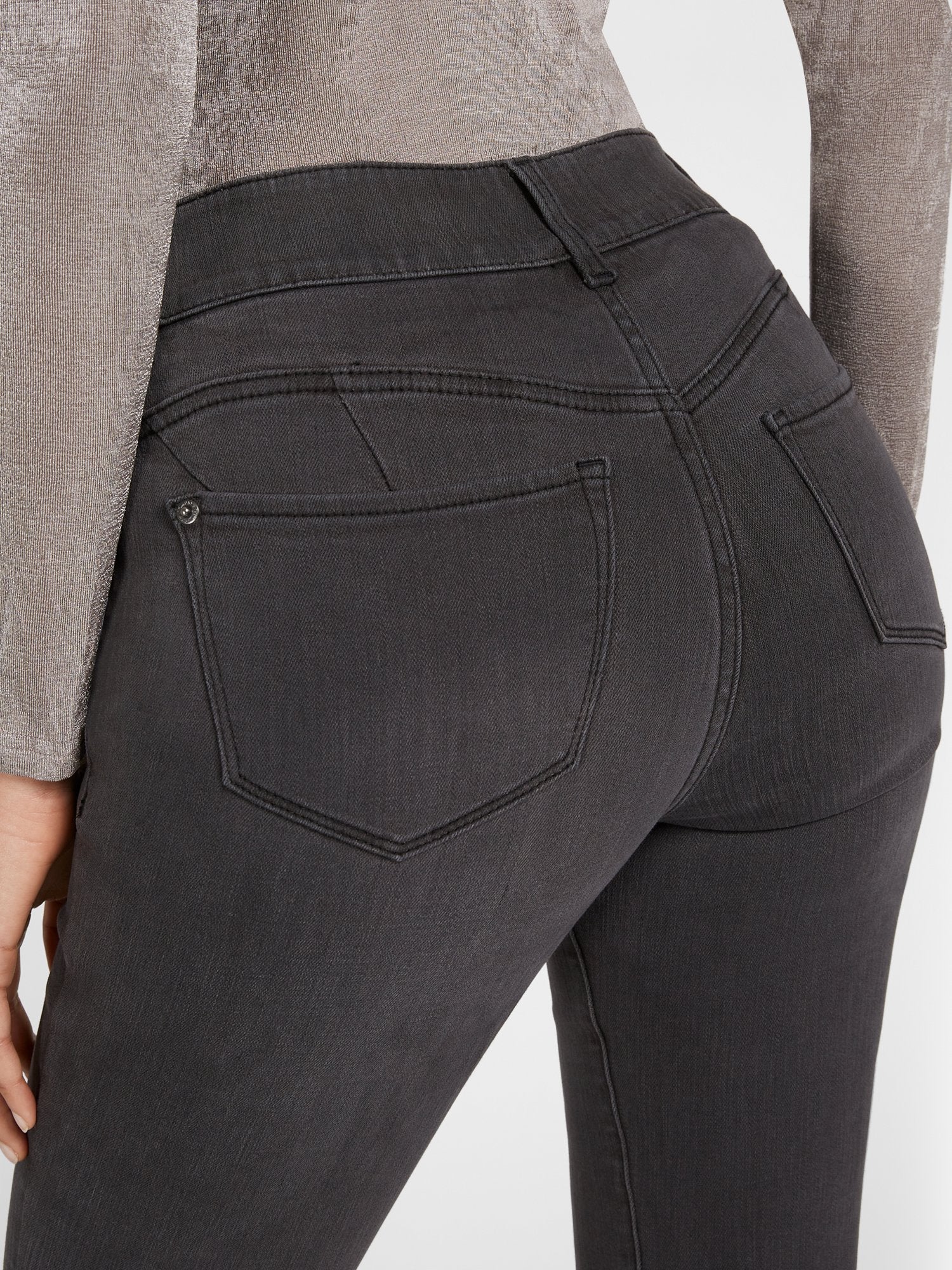 Petite Curvy High-Waisted Bootcut Jeans - Grey - Image 4