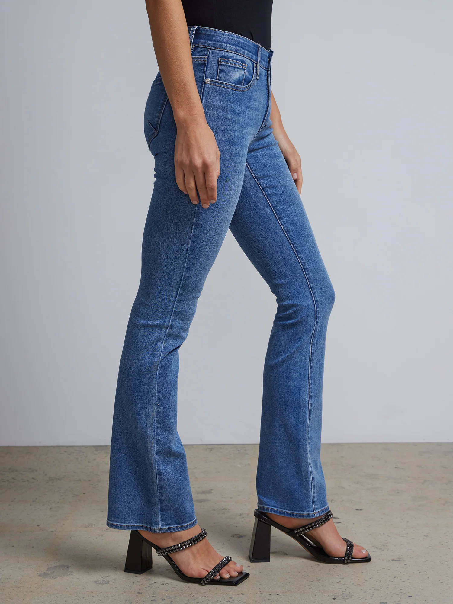 Petite Curvy High-Waisted Bootcut Jeans - Medium Wash - Image 2
