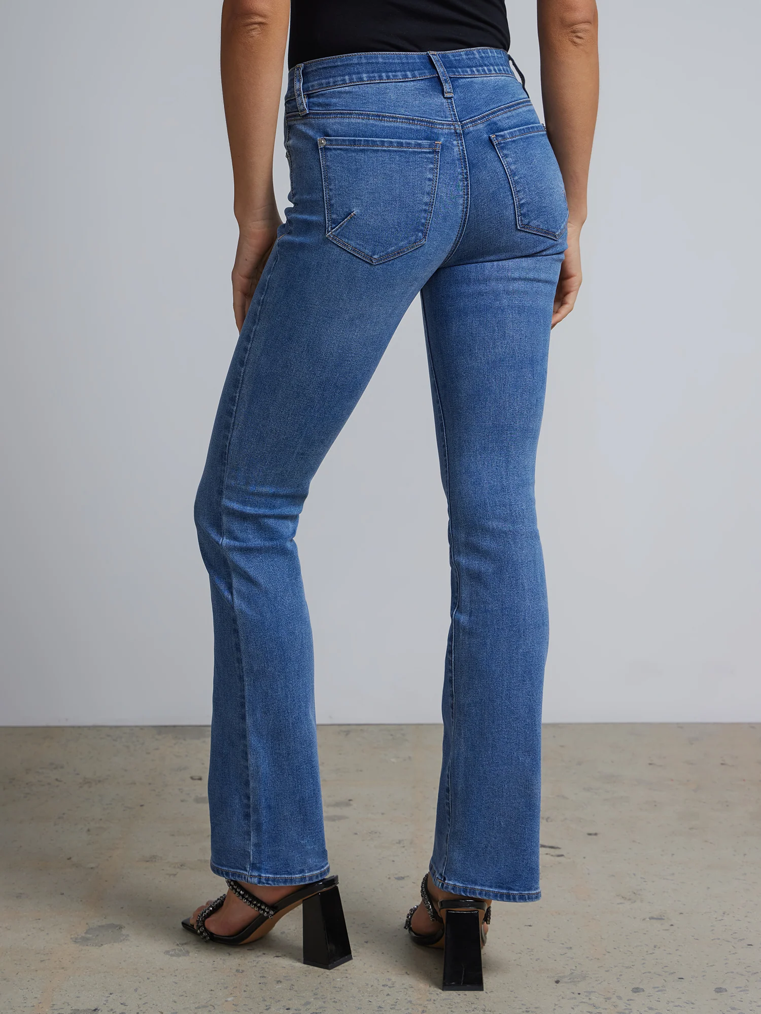 Petite Curvy High-Waisted Bootcut Jeans - Medium Wash - Image 3