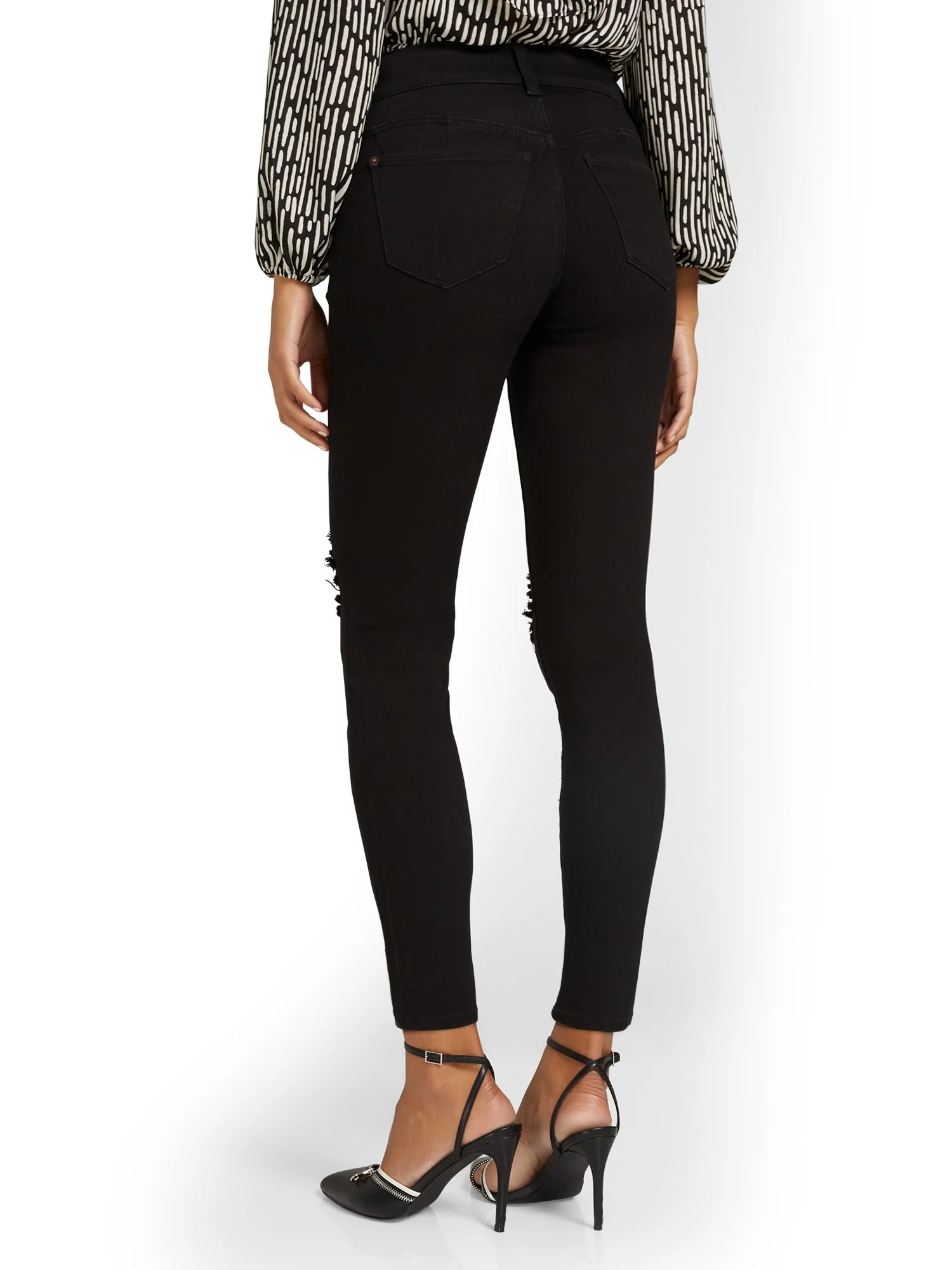 Petite Curvy High-Waisted Super-Skinny Ankle Jeans - Black - Image 3