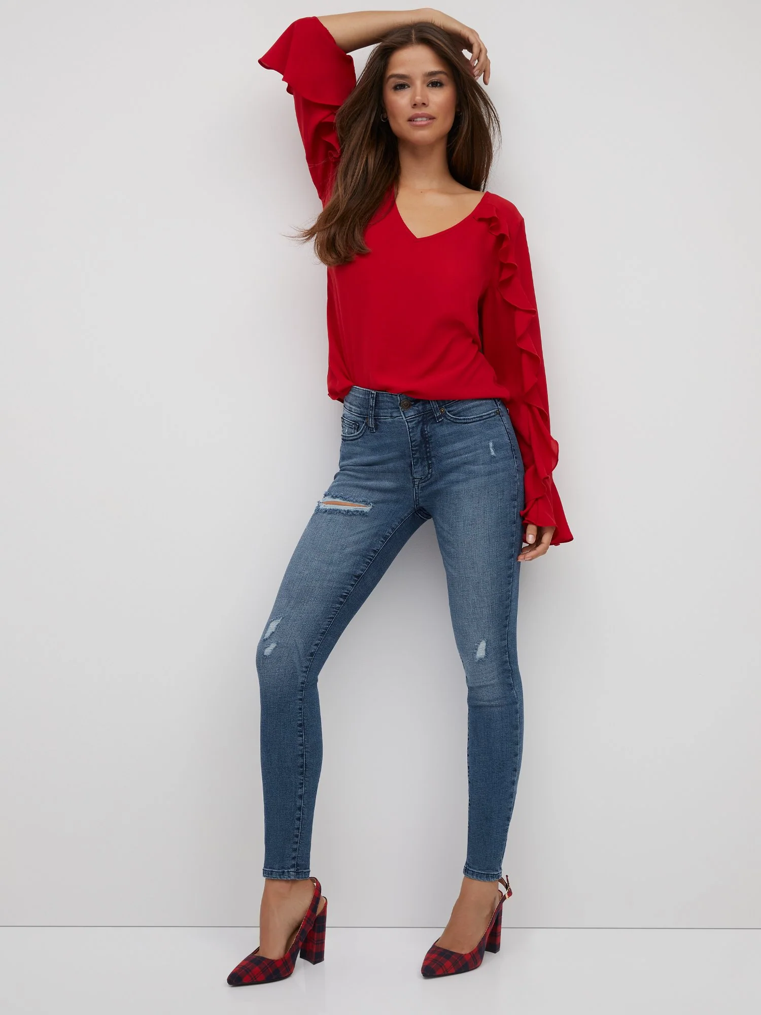 Petite Curvy High-Waisted Super-Skinny Jeans - Medium Wash - Image 2
