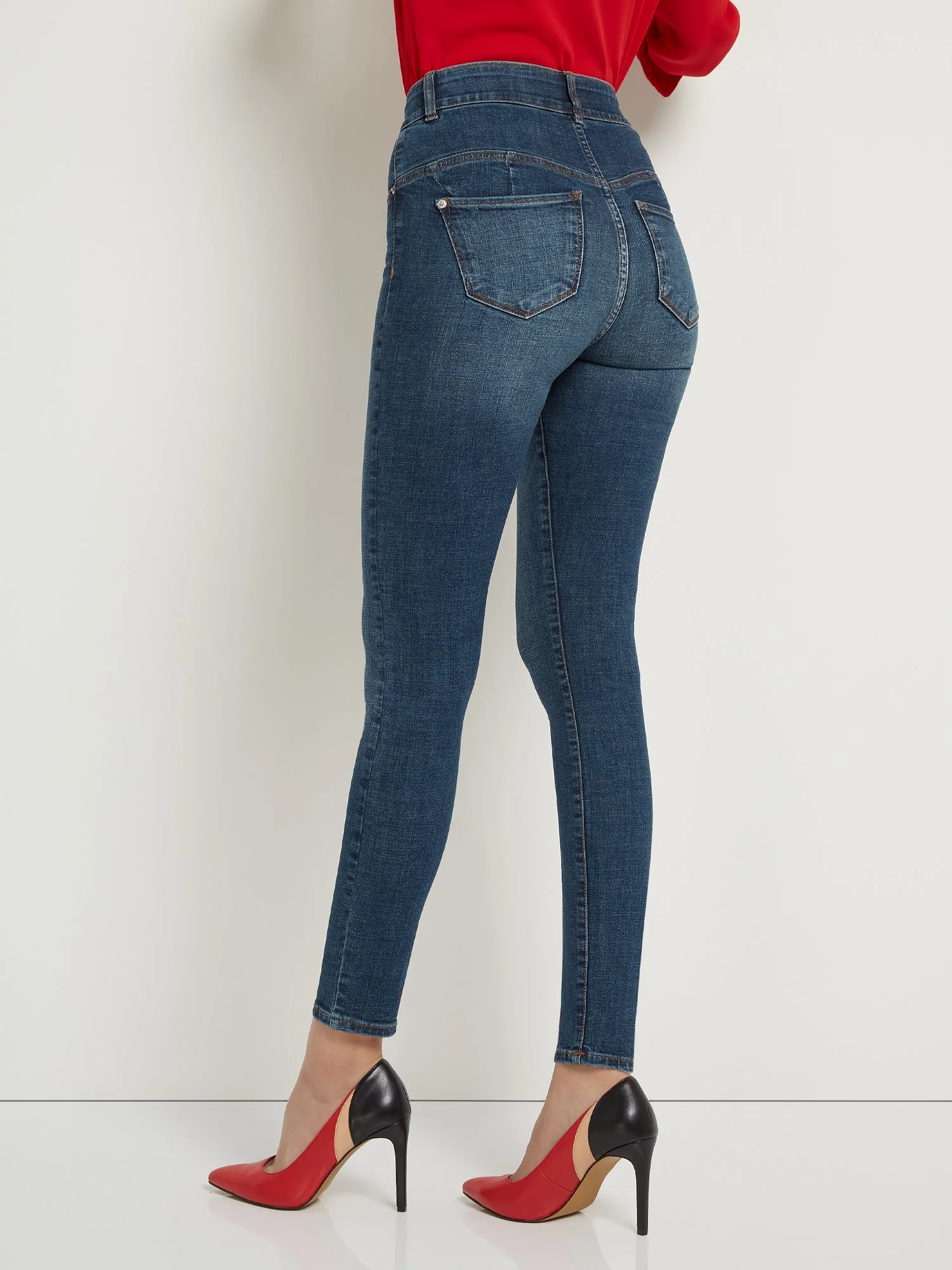 Petite Curvy Ultra High-Waisted Super-Skinny Jeans - Dark Wash - Image 3
