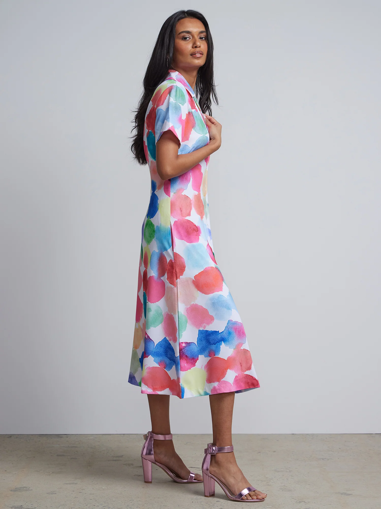 Petite Dot-Print Midi Shirtdress - Image 2