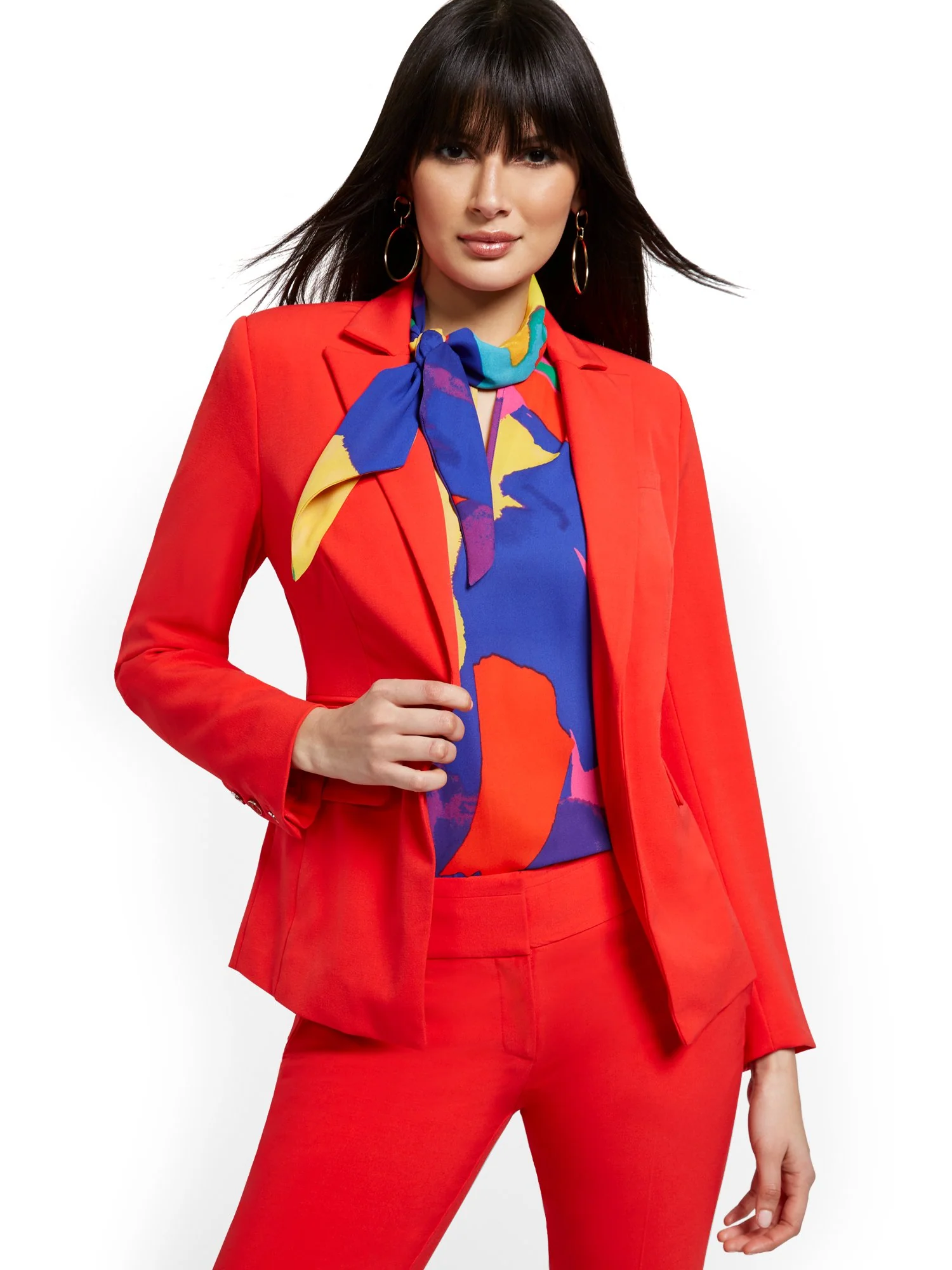 Petite Faux-Pocket Button-Front Blazer - Essential Stretch - Image 12