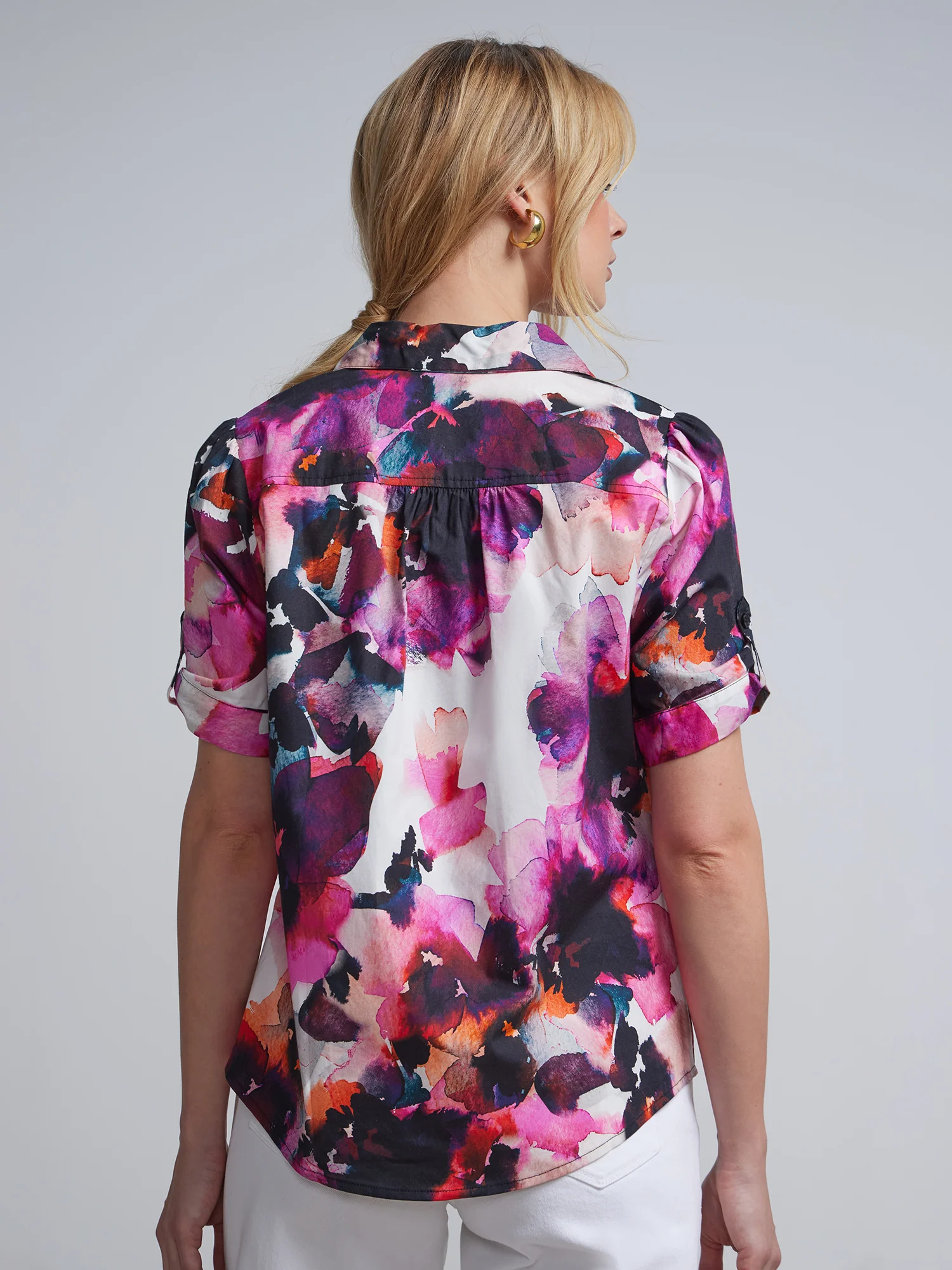 Petite Floral Button-Front Secret Snap - NY&C Madison Shirt® - Image 3