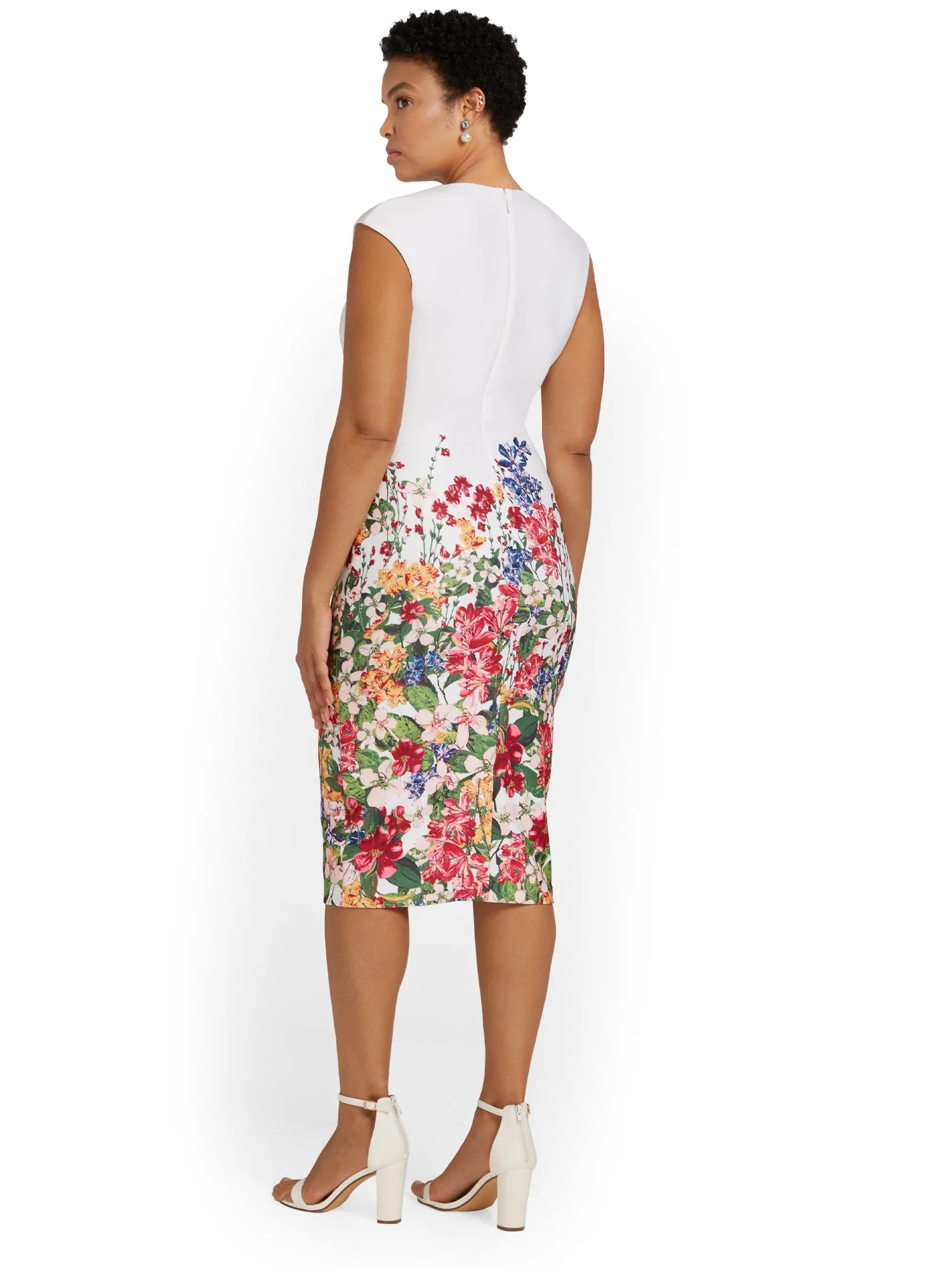 Petite Floral-Print V-Neck Sheath Dress - Image 3