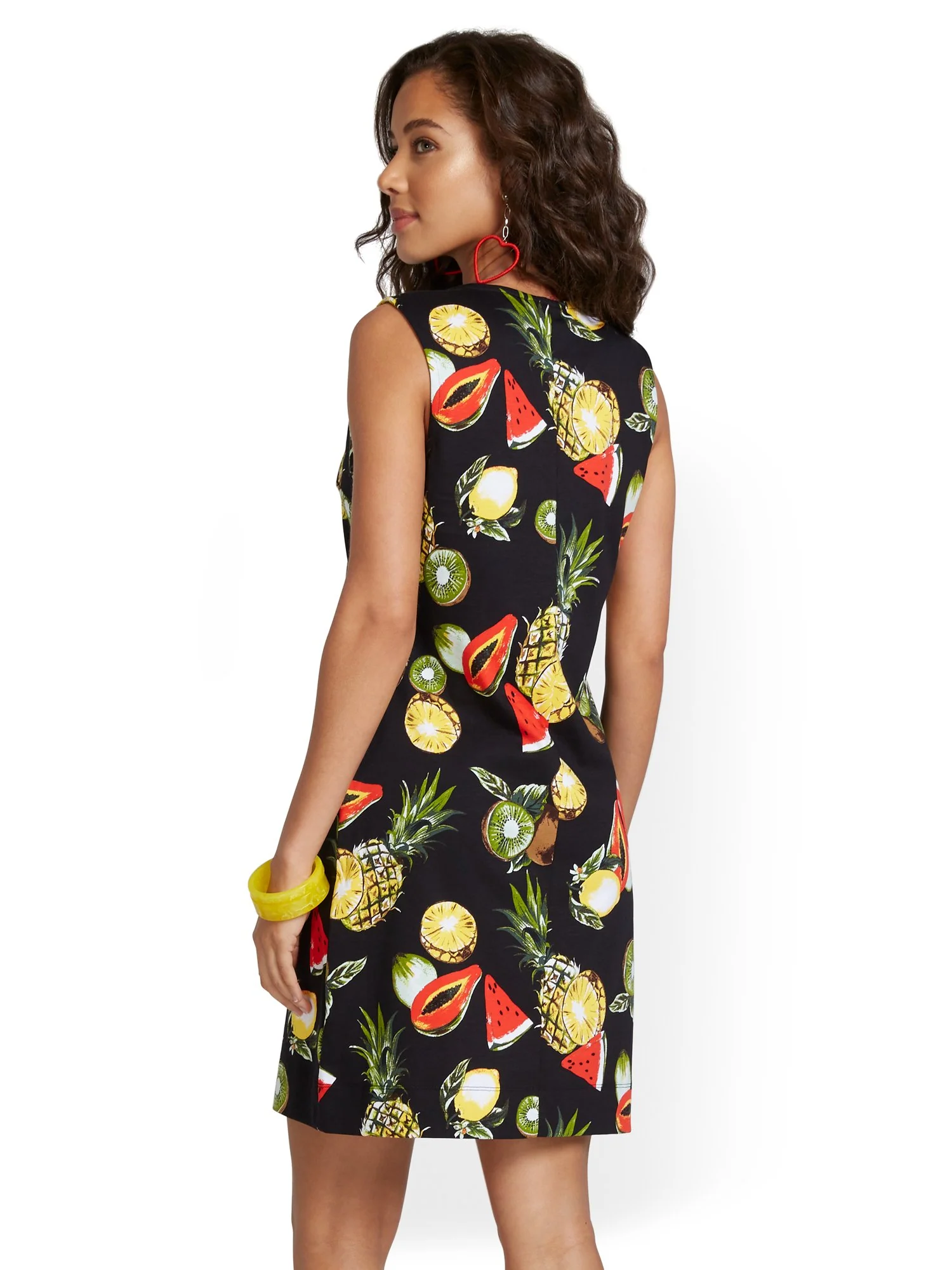 Petite Fruit-Print Cotton Shift Dress - Image 3