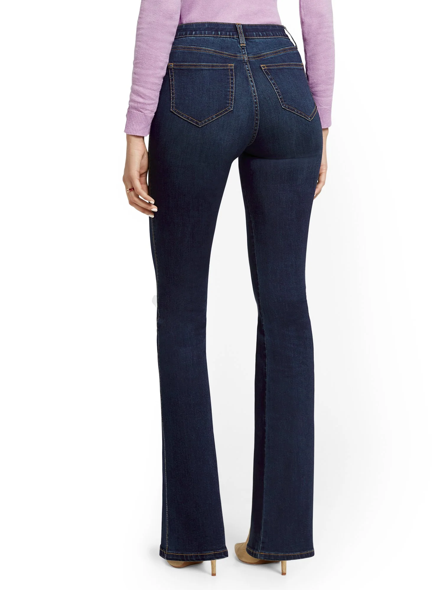 Petite High-Waisted Curvy Barely Bootcut Jeans - Moonlight Blue - Image 3