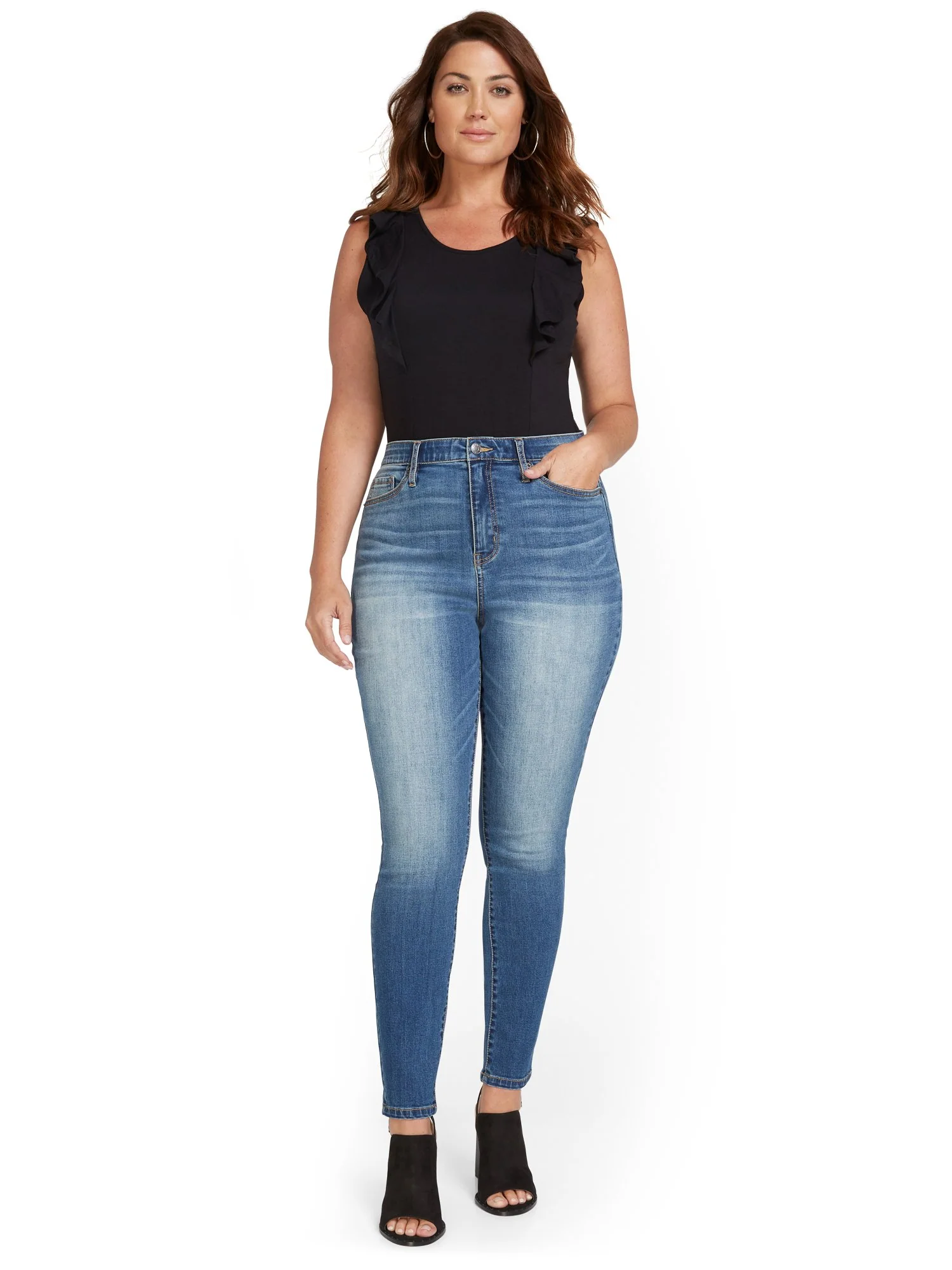 Petite High-Waisted Curvy Essential Skinny Jeans - Orchard Wash - Image 6