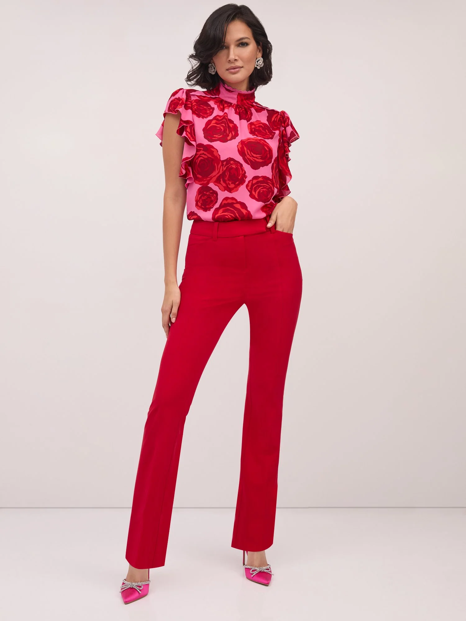 Petite High-Waisted Pintuck Bootcut Pant - Essential Stretch - Image 12
