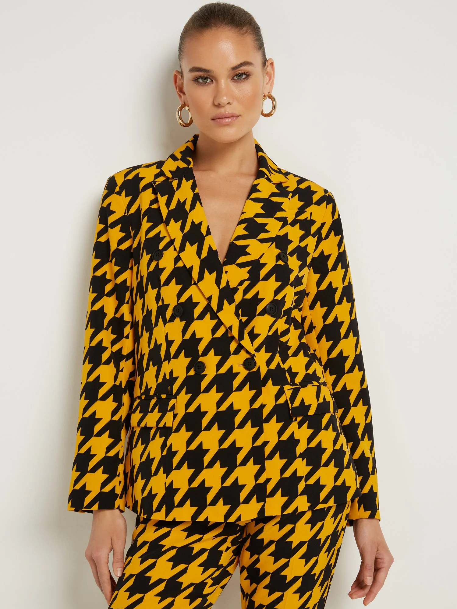 Petite Houndstooth Double-Breasted Blazer - Image 2