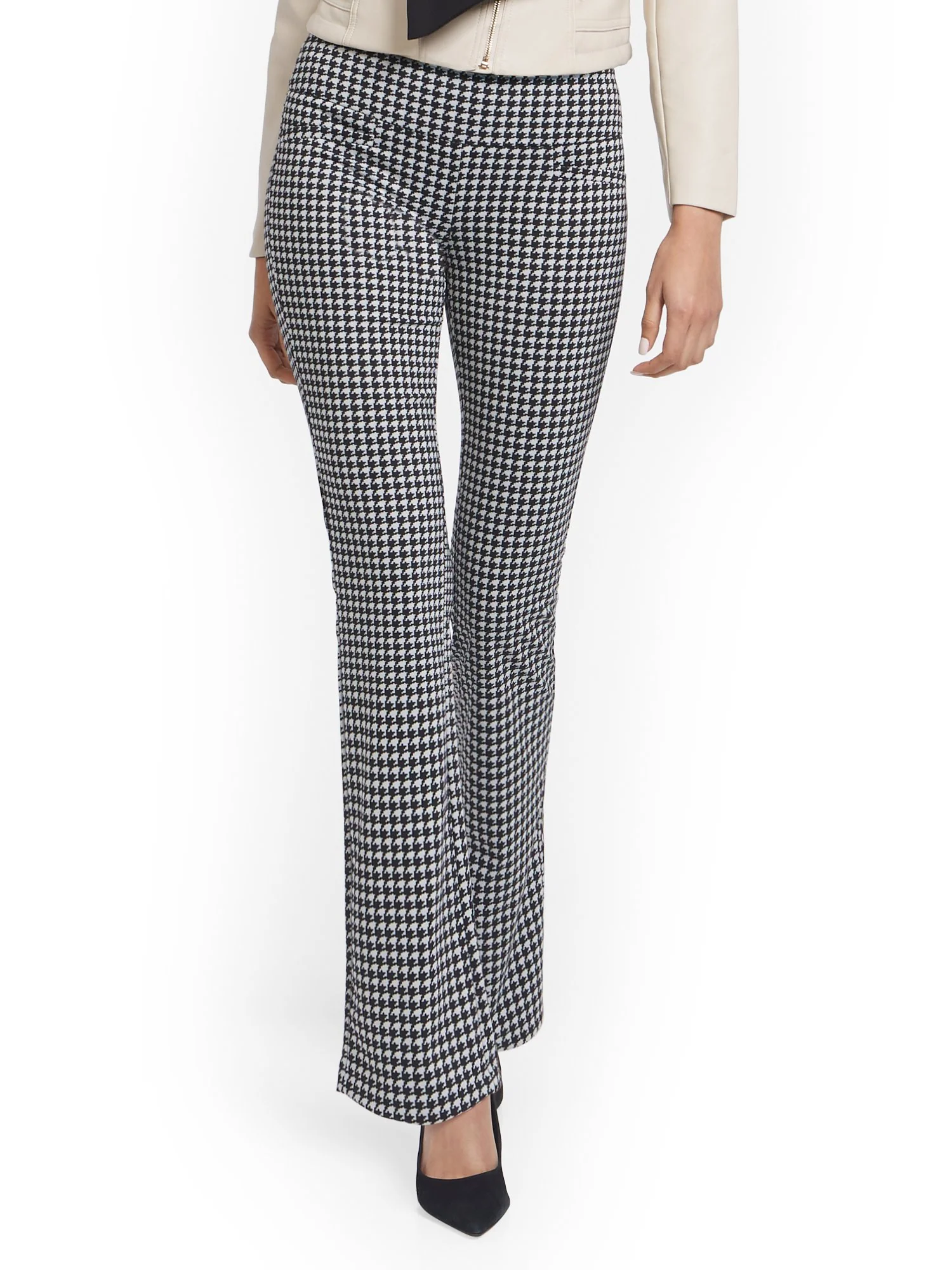 Petite Houndstooth Pull-On Bootcut Ponte Knit Pant - Superflex - Image 2