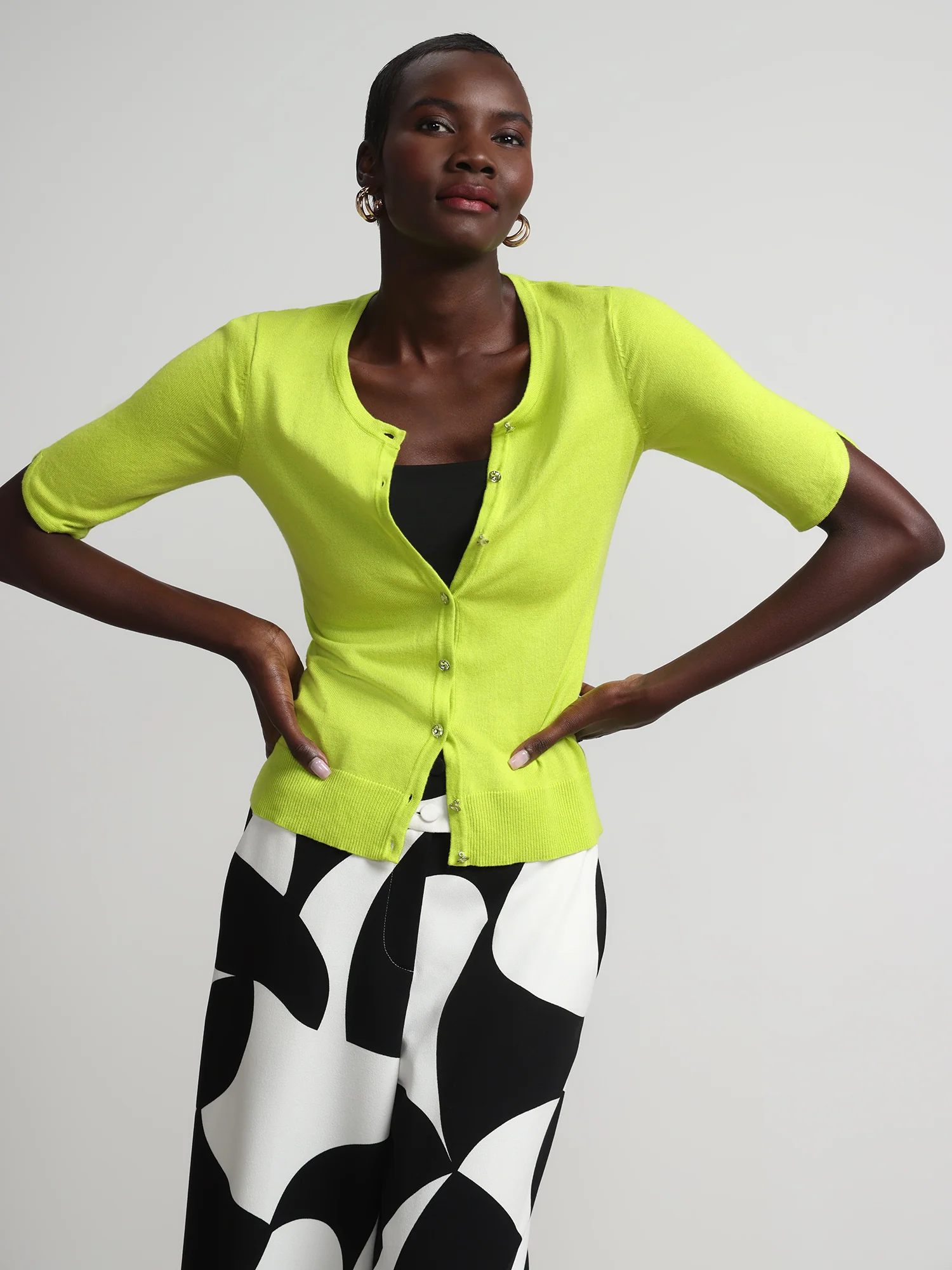 Petite Jeweled-Button Chelsea Crewneck Cardigan - Image 22
