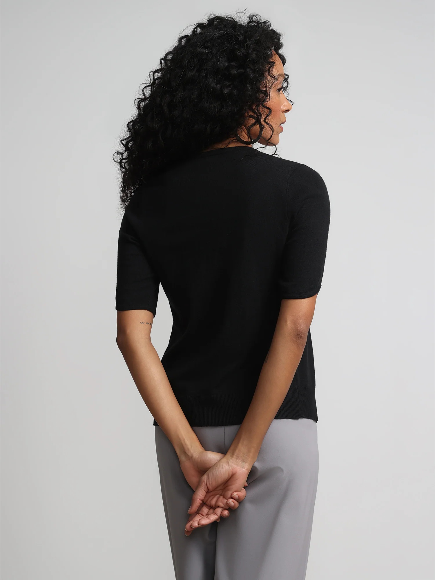 Petite Jeweled-Button Chelsea Crewneck Cardigan - Image 3