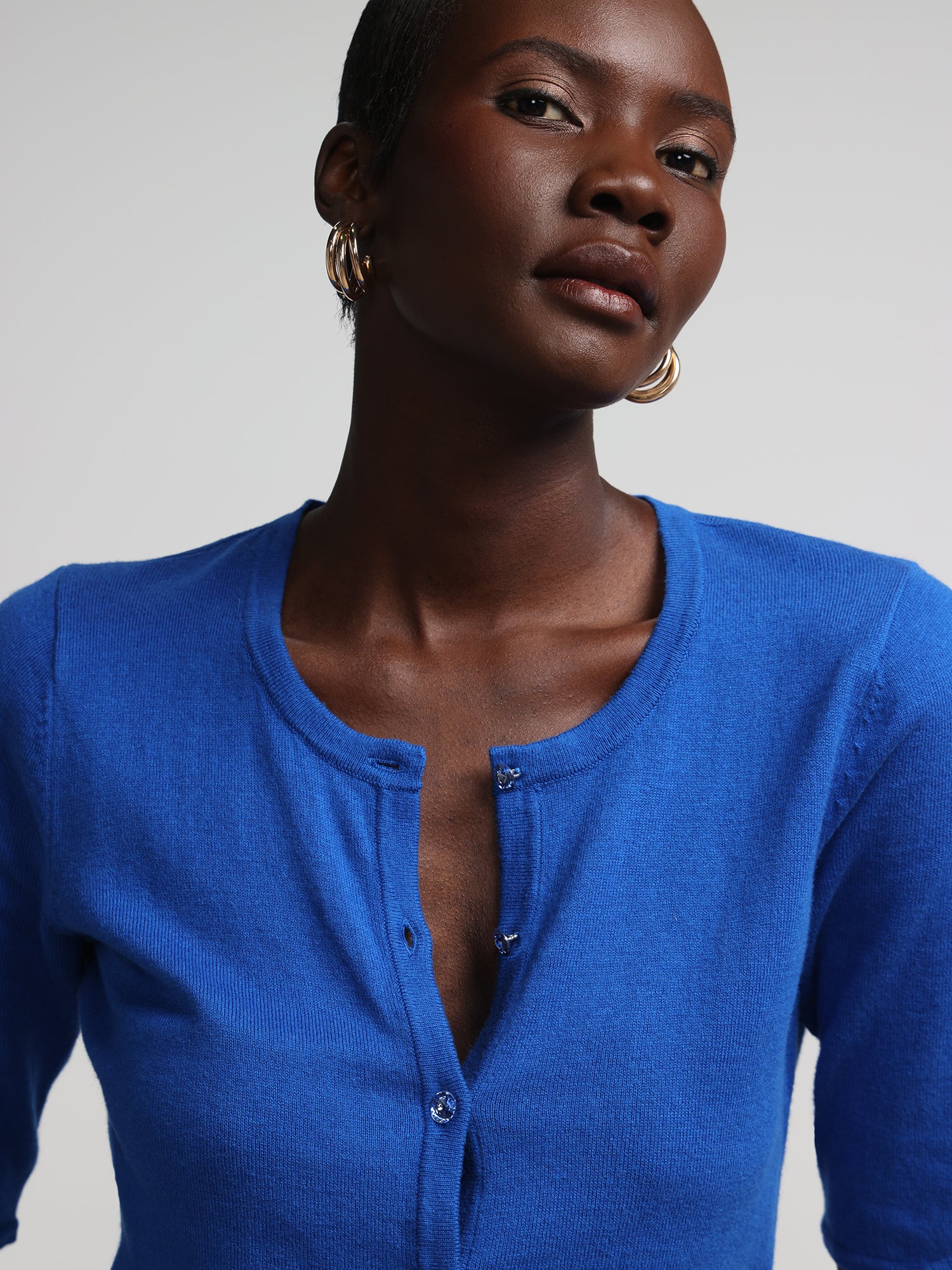 Petite Jeweled-Button Chelsea Crewneck Cardigan - Image 59