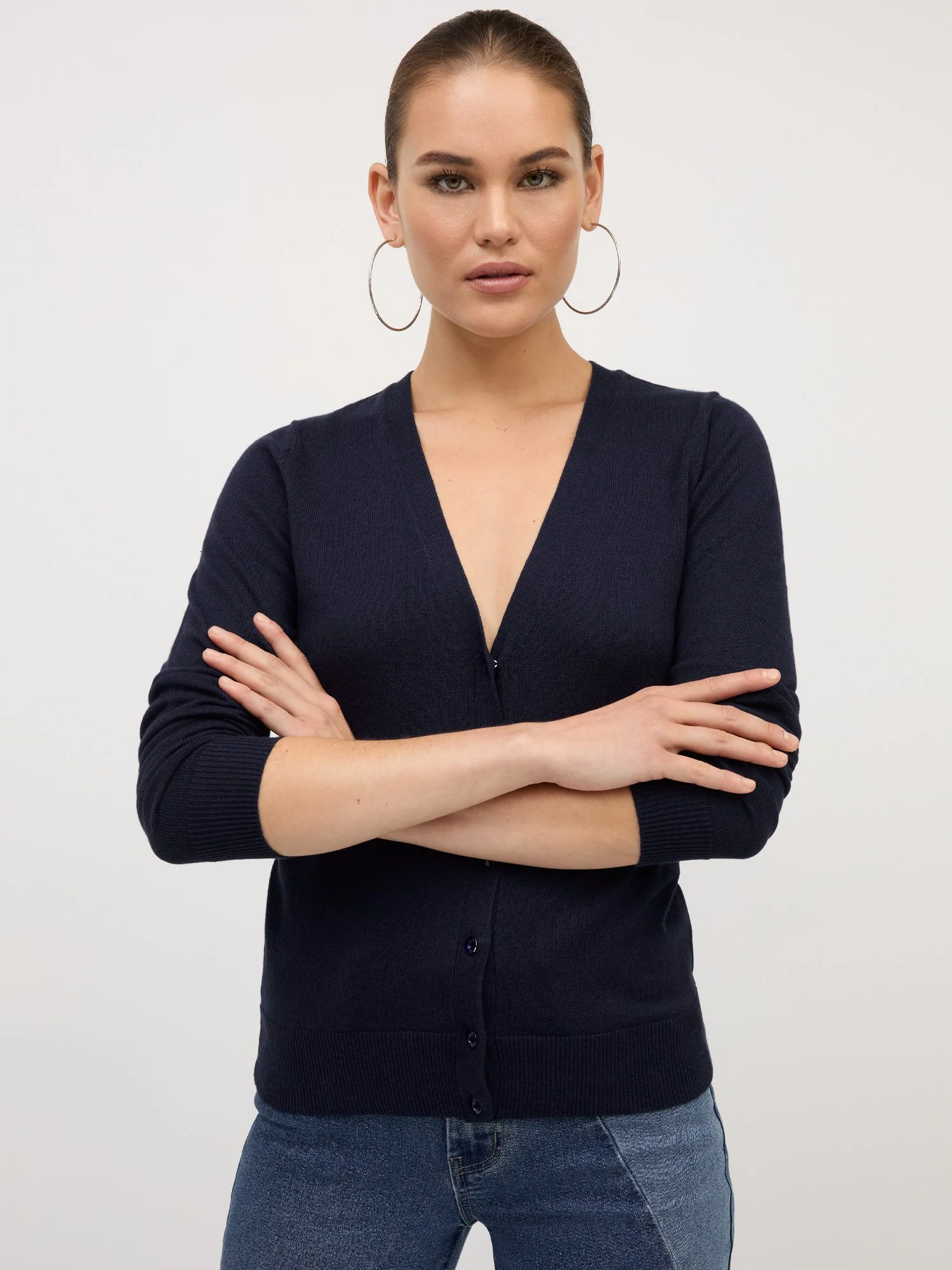 Petite Jeweled-Button Chelsea V-Neck Cardigan - Image 12