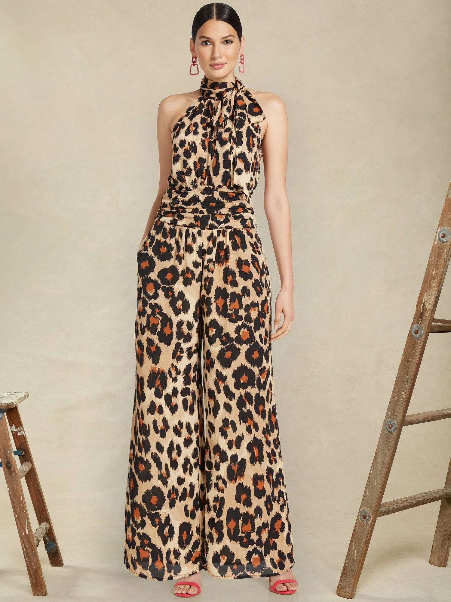 Petite Leopard-Print Palazzo Pant