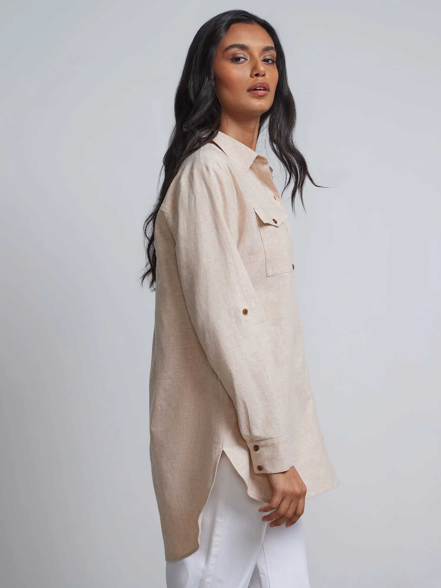 Petite Linen-Blend Boyfriend Button-Front - NY&C Madison Shirt® - Image 7