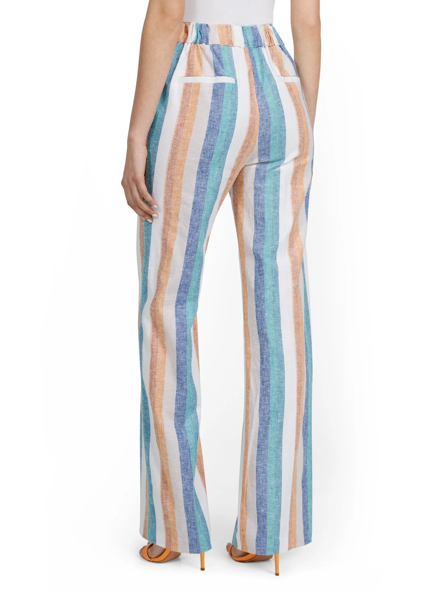 Petite Linen-Blend High-Waisted Multistripe Wide-Leg Pant - Image 2
