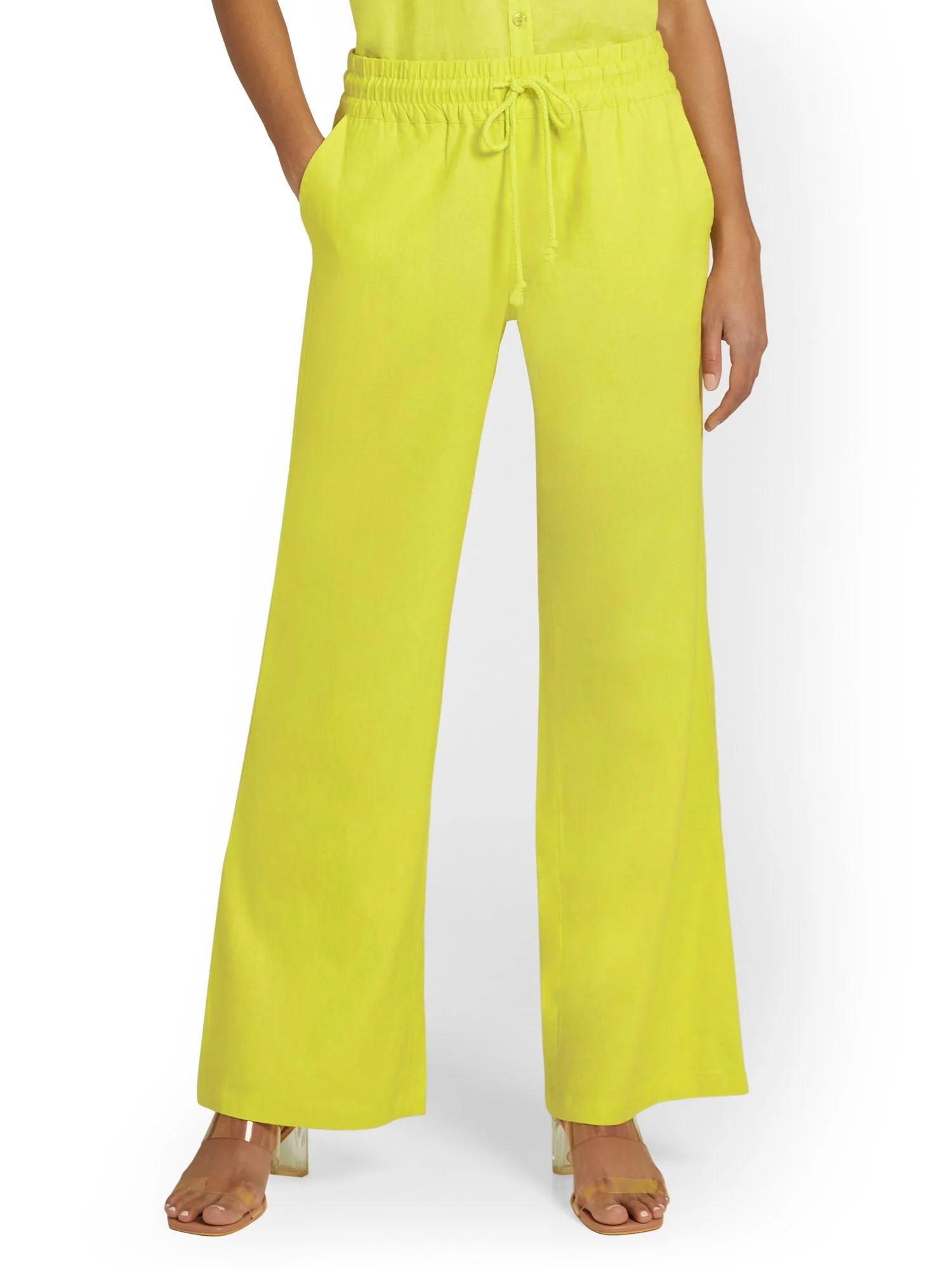 Petite Linen-Blend Tie-Waist Wide-Leg Pant - Image 18