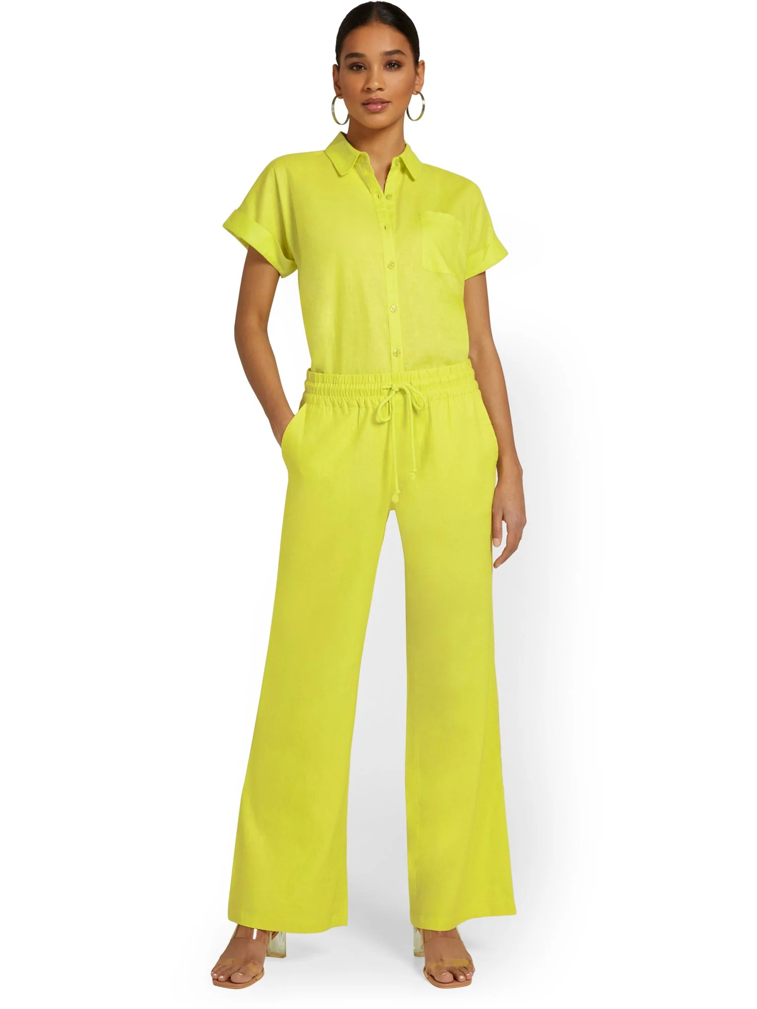 Petite Linen-Blend Tie-Waist Wide-Leg Pant - Image 20
