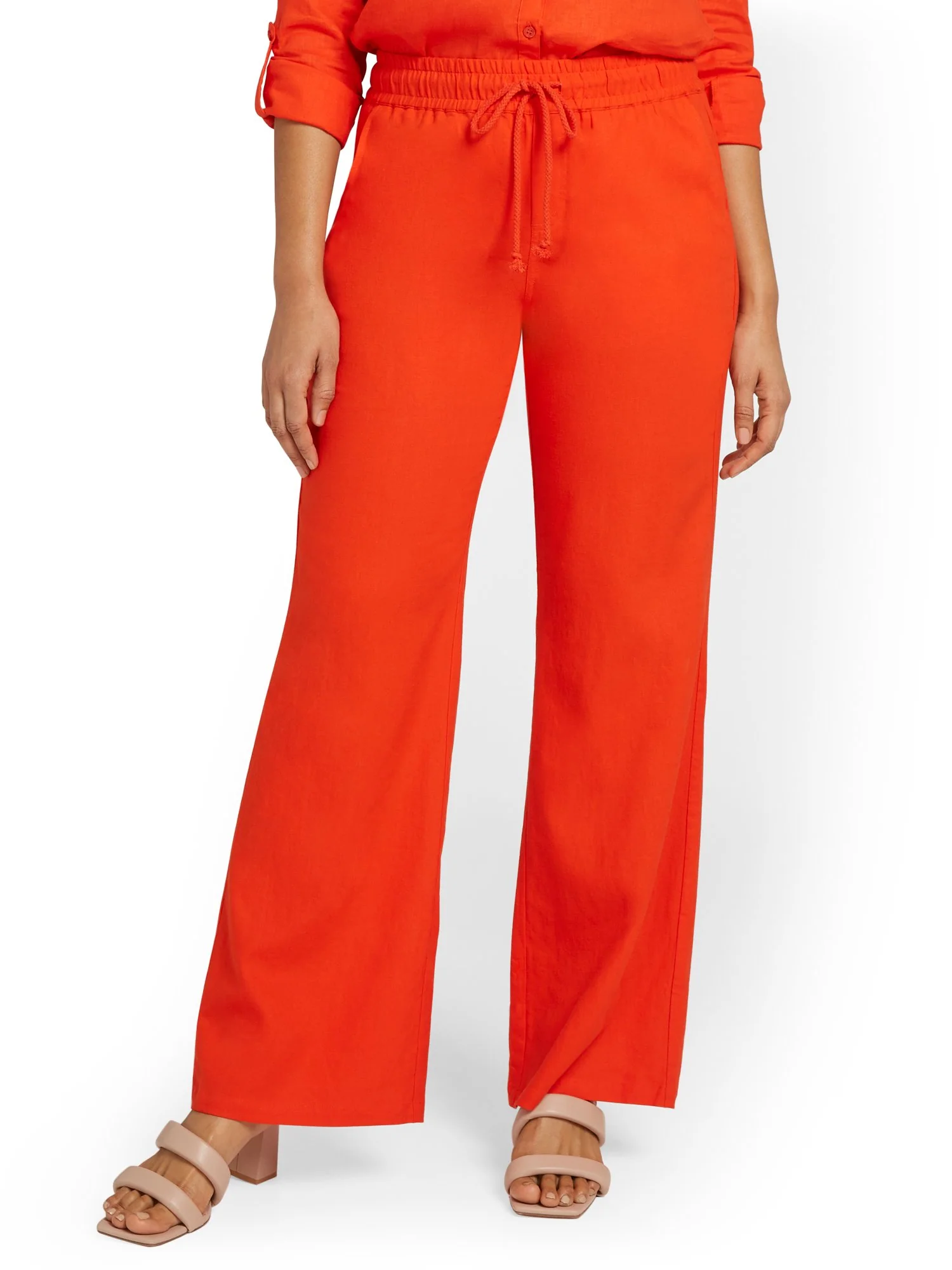 Petite Linen-Blend Tie-Waist Wide-Leg Pant - Image 23