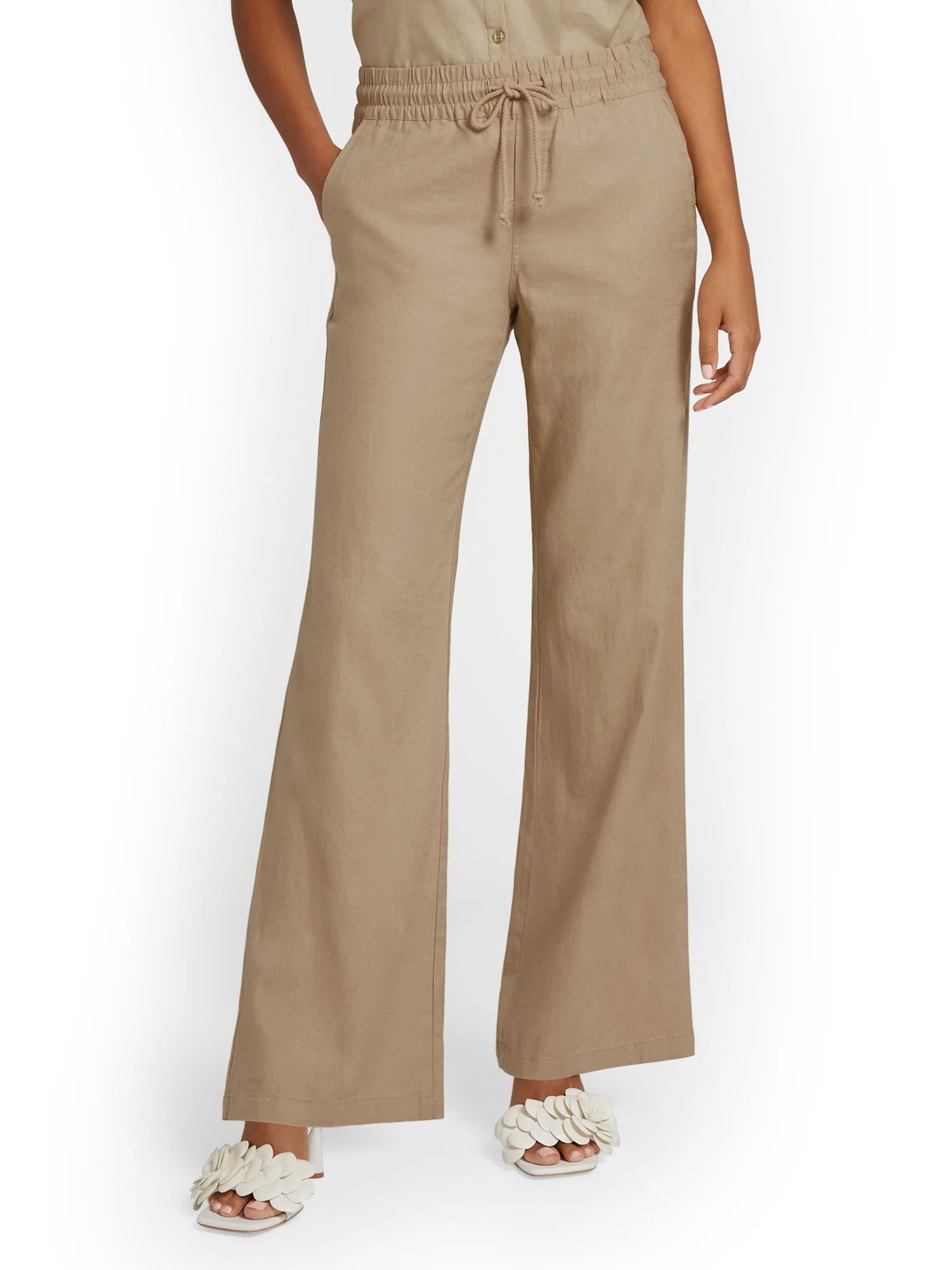 Petite Linen-Blend Tie-Waist Wide-Leg Pant - Image 27