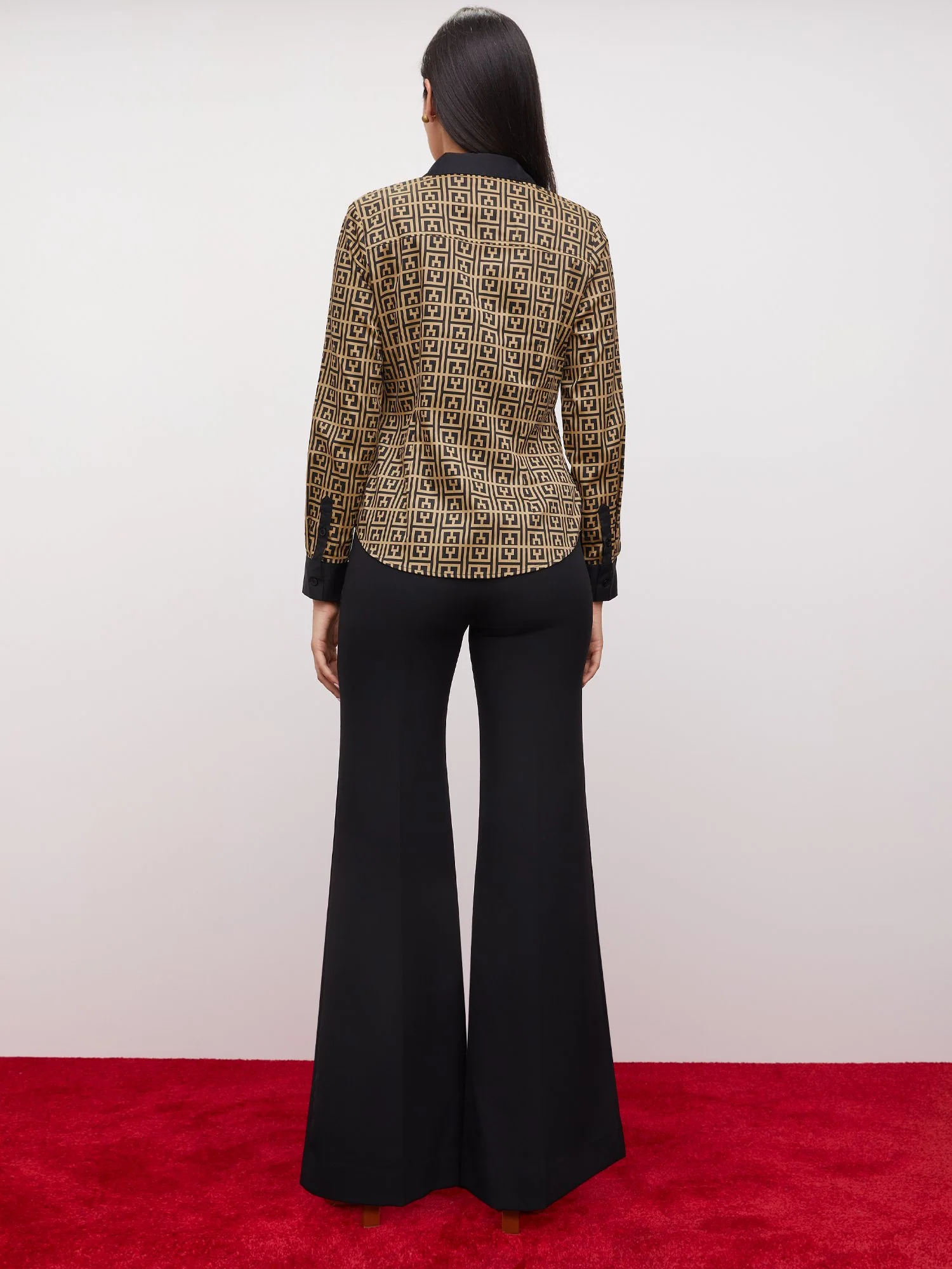 Petite Link-Print Button-Front Secret Snap - NY&C Madison Shirt® - Image 3