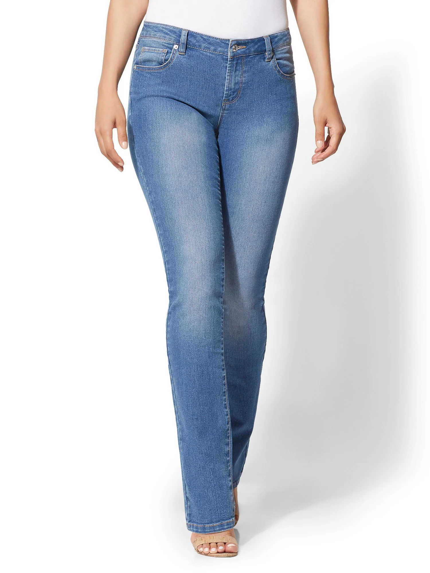 Petite Mid-Rise Bootcut Jeans - Essential Stretch - Image 2