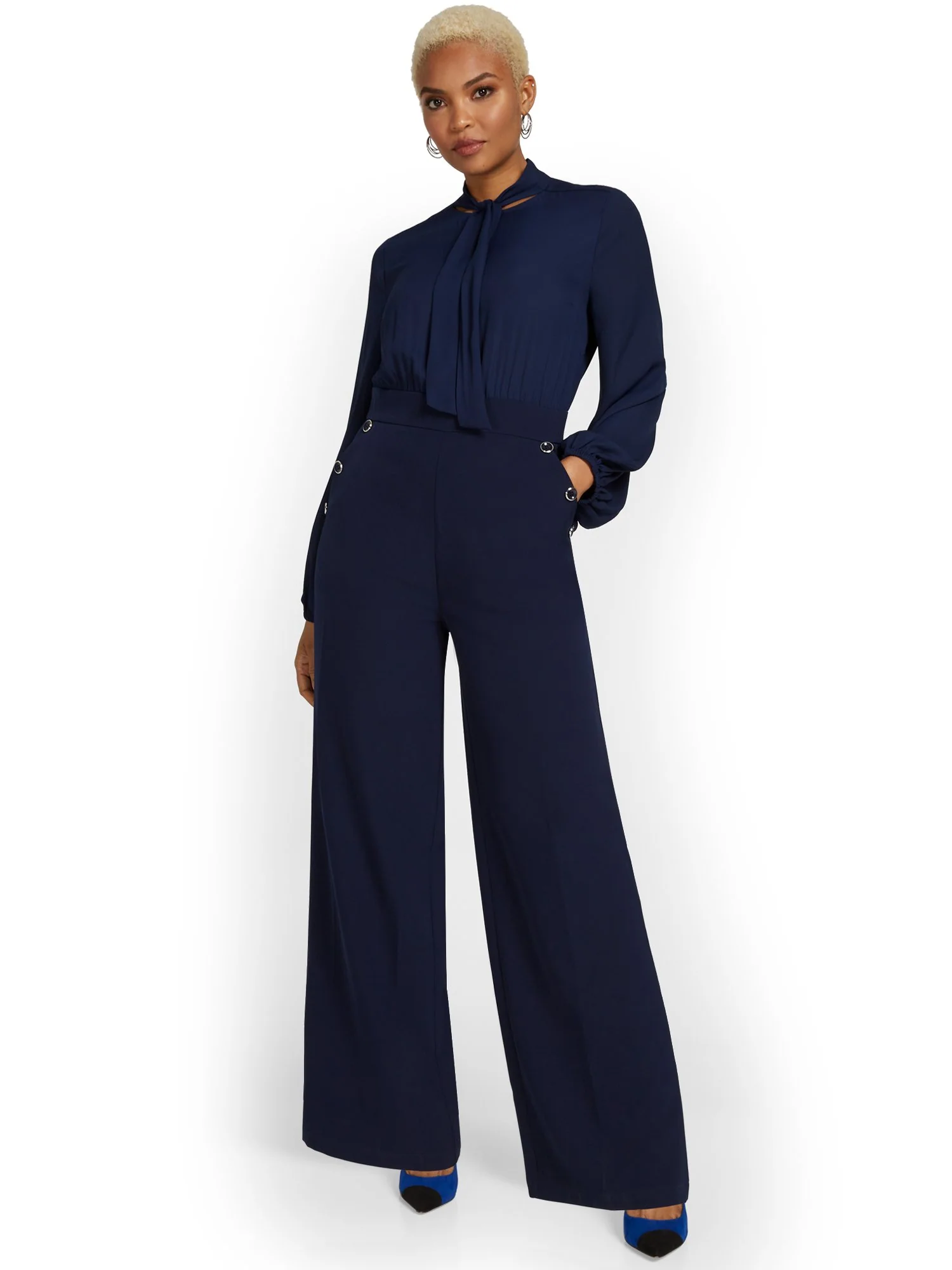 Petite Mixed Media Jumpsuit - Image 2