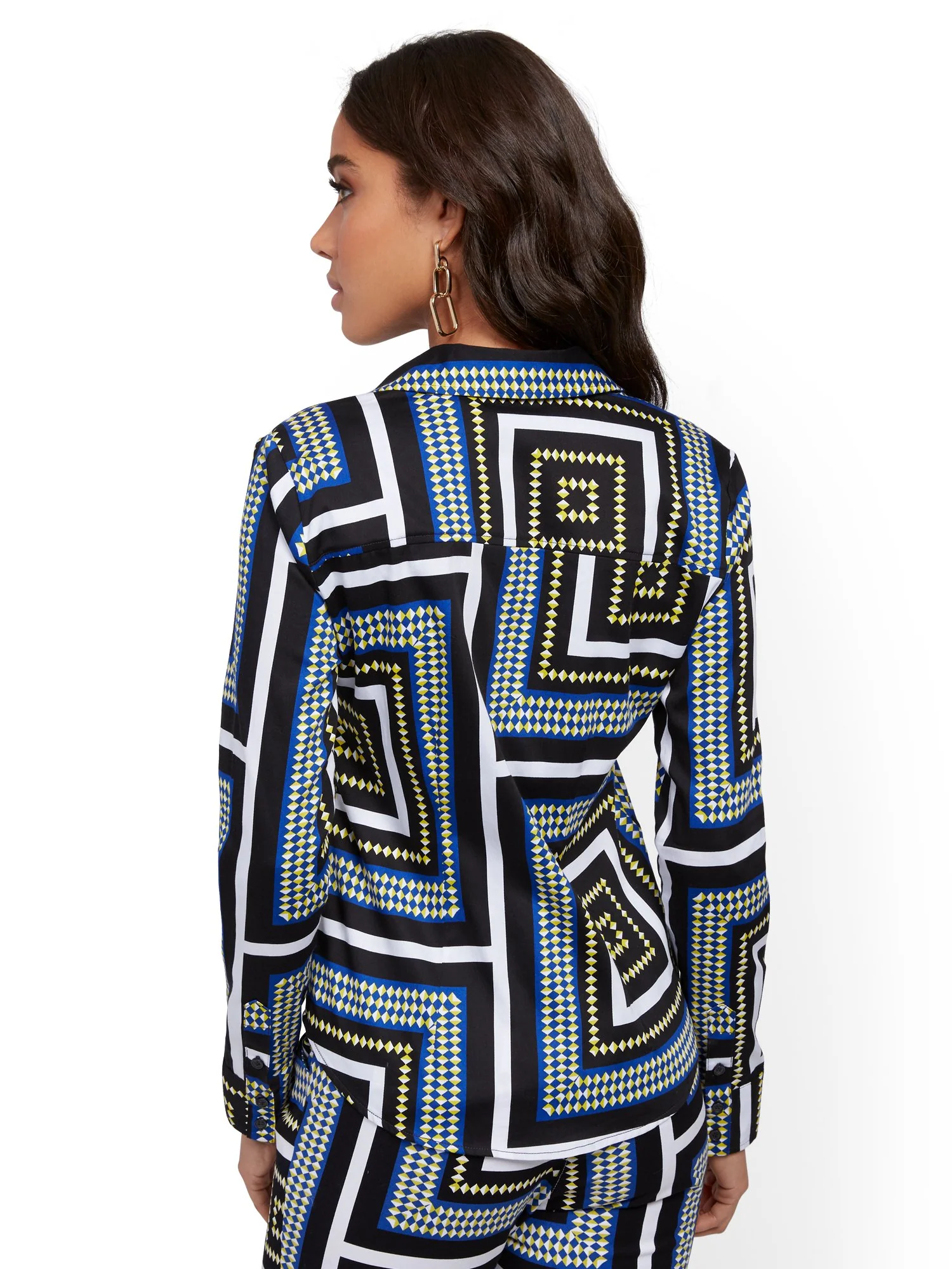 Petite Mixed-Print Madison Stretch Shirt - Secret Snap - 7th Avenue - Image 6