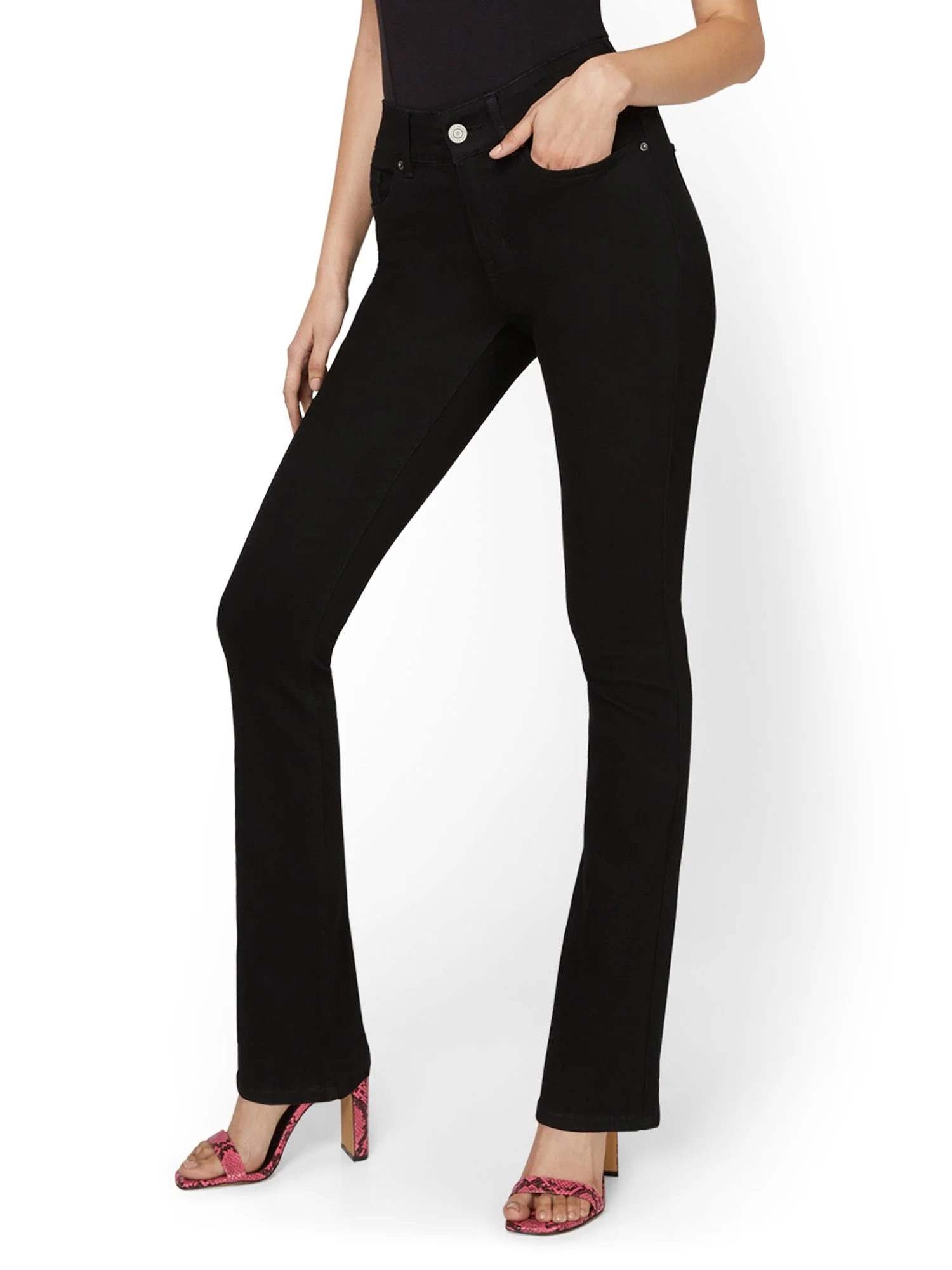 Petite Mya Curvy High-Waisted Bootcut Jeans - Black
