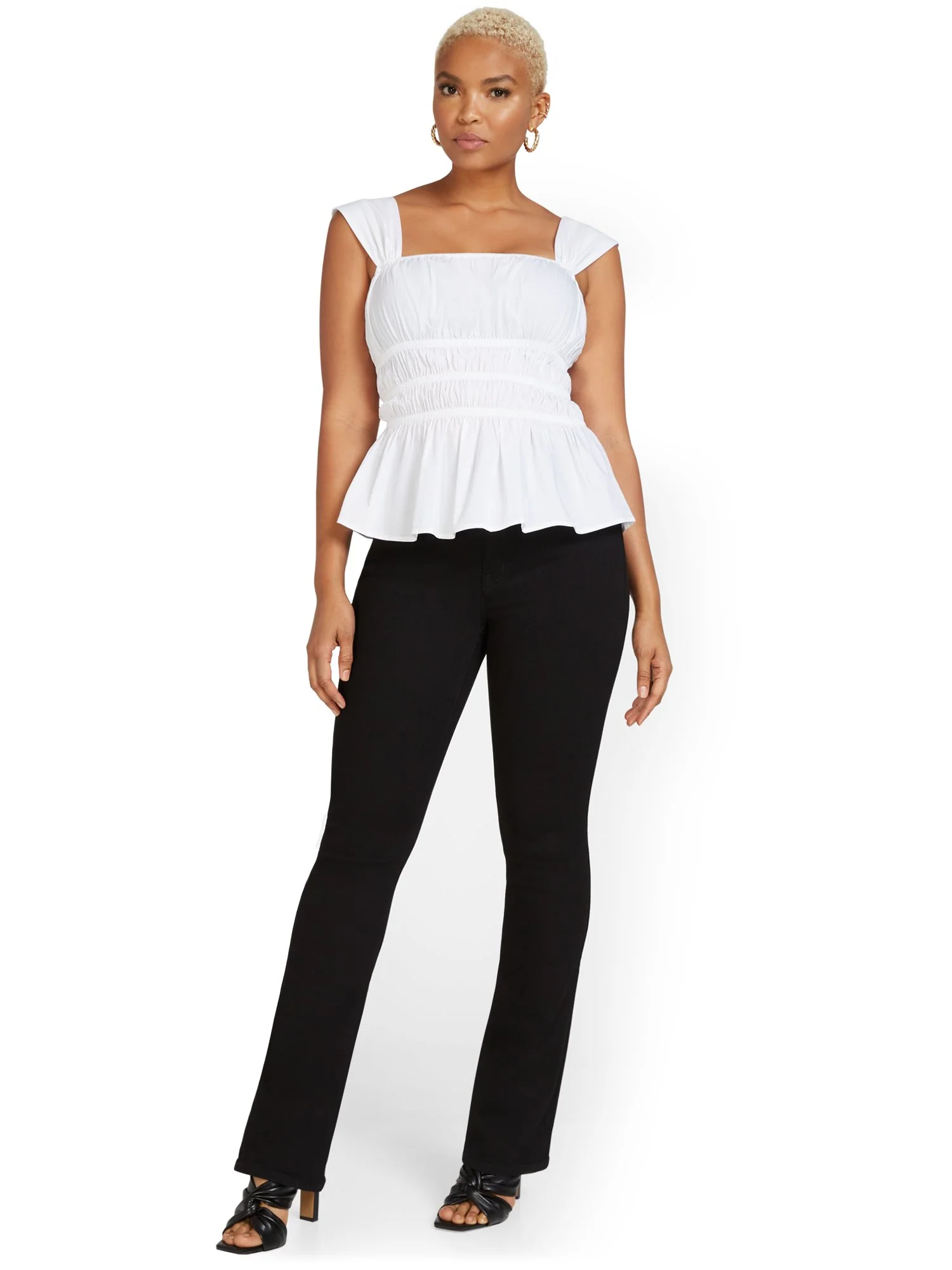 Petite Mya Curvy High-Waisted Bootcut Jeans - Black - Image 5