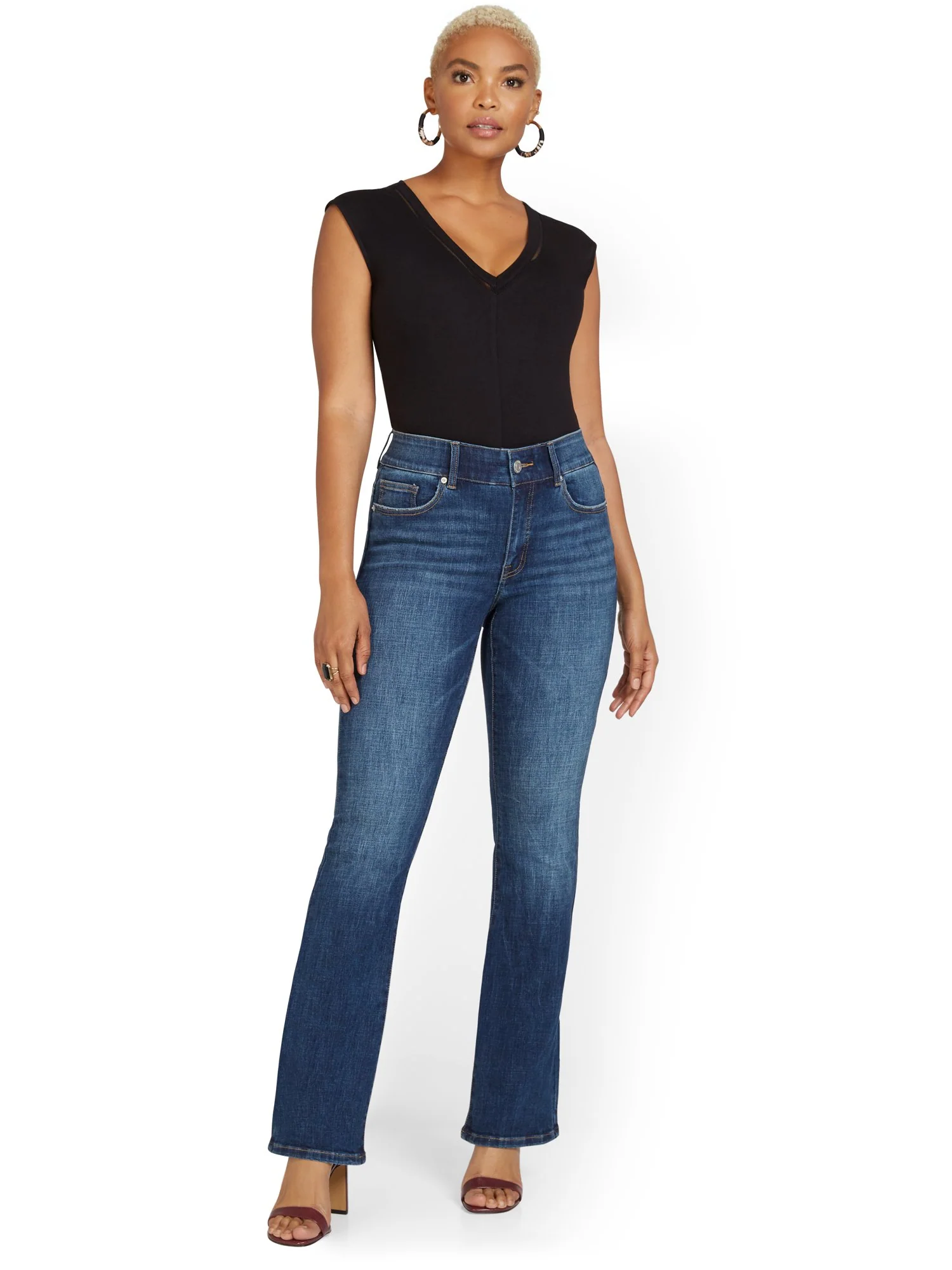 Petite Mya Curvy High-Waisted Bootcut Jeans - Medium Wash - Image 2