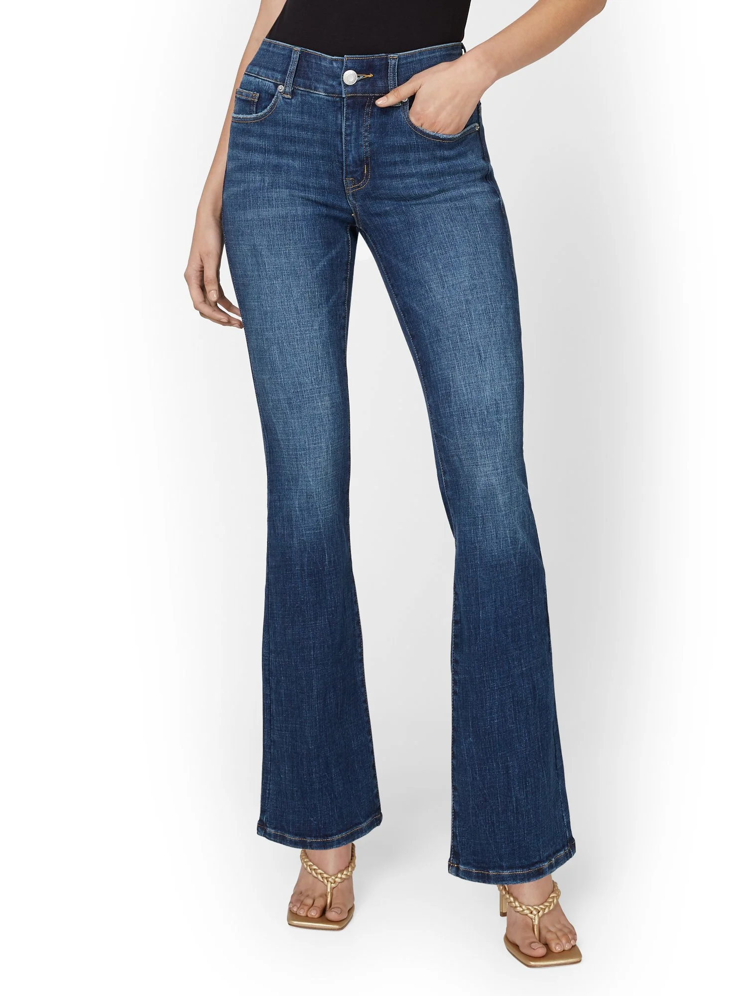 Petite Mya Curvy High-Waisted Bootcut Jeans - Medium Wash - Image 3