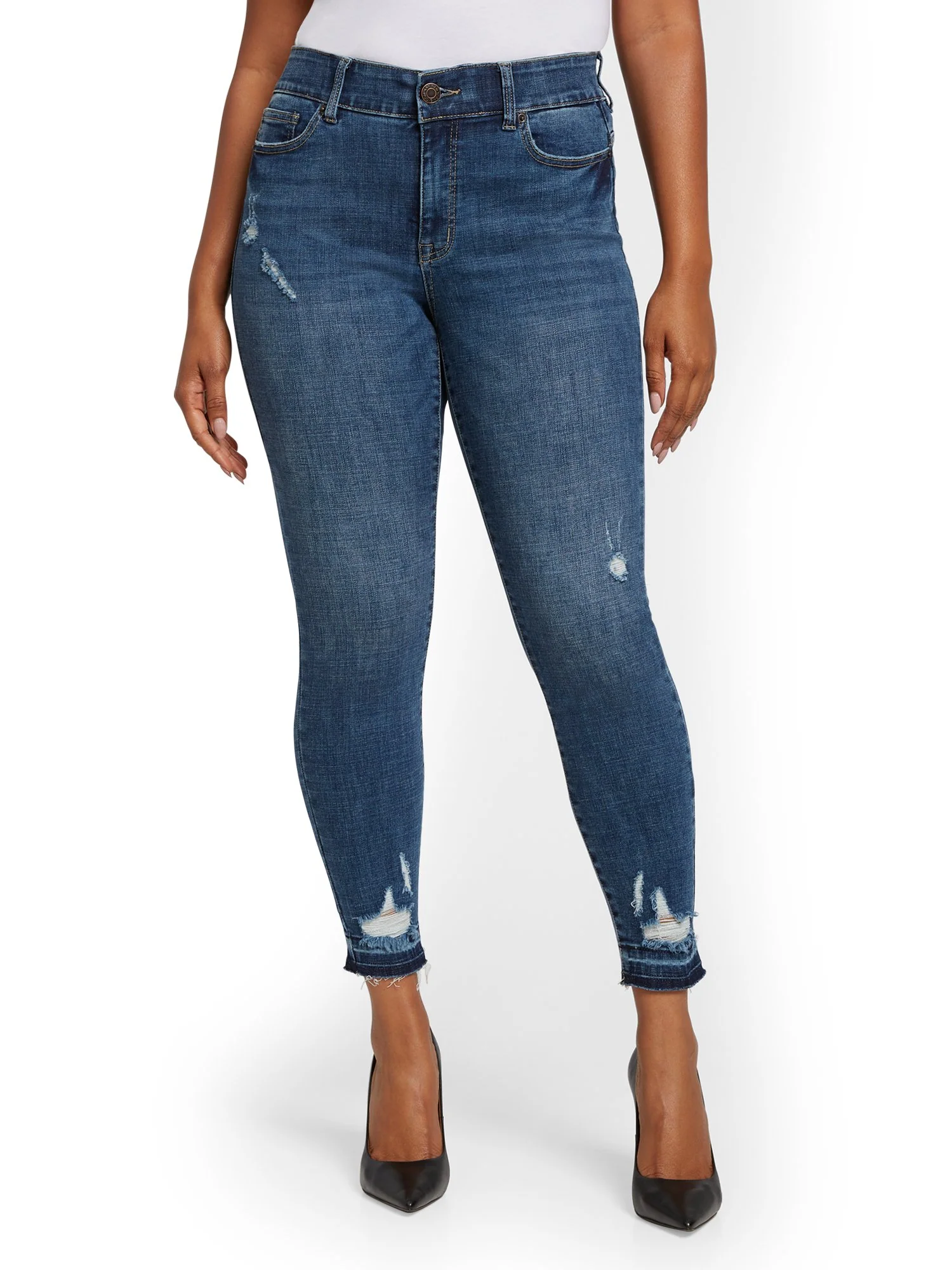 Petite Mya Curvy High-Waisted Sculpting No Gap Super-Skinny Ankle Jeans - Chameleon Blue - Image 4