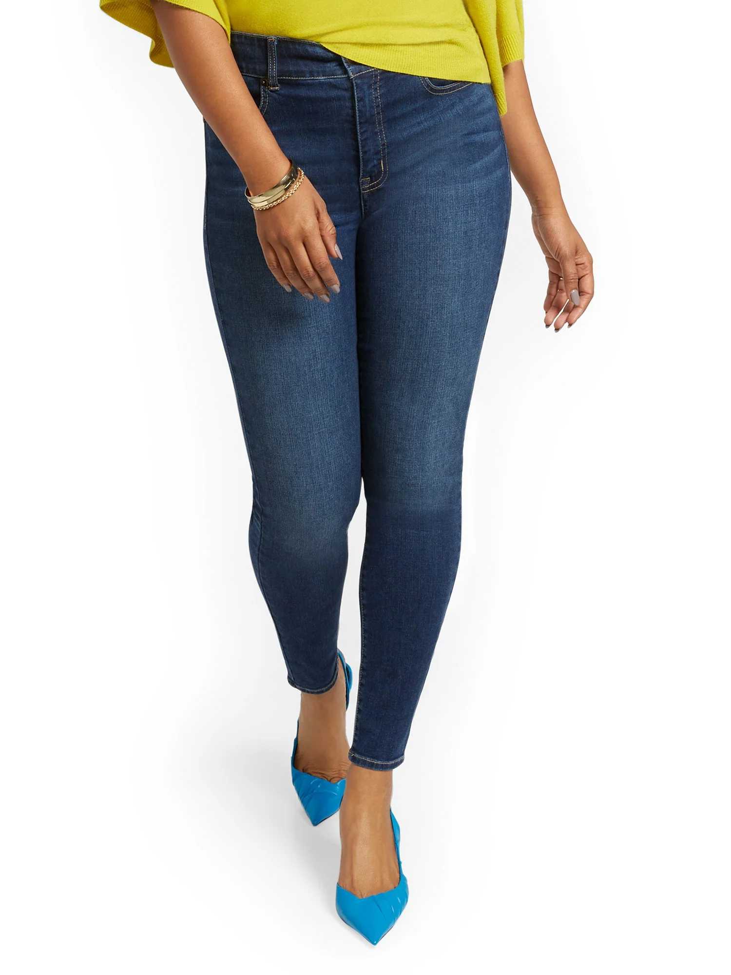Petite Mya Curvy High-Waisted Sculpting No Gap Super-Skinny Ankle Jeans - Foxy Blue - Image 2