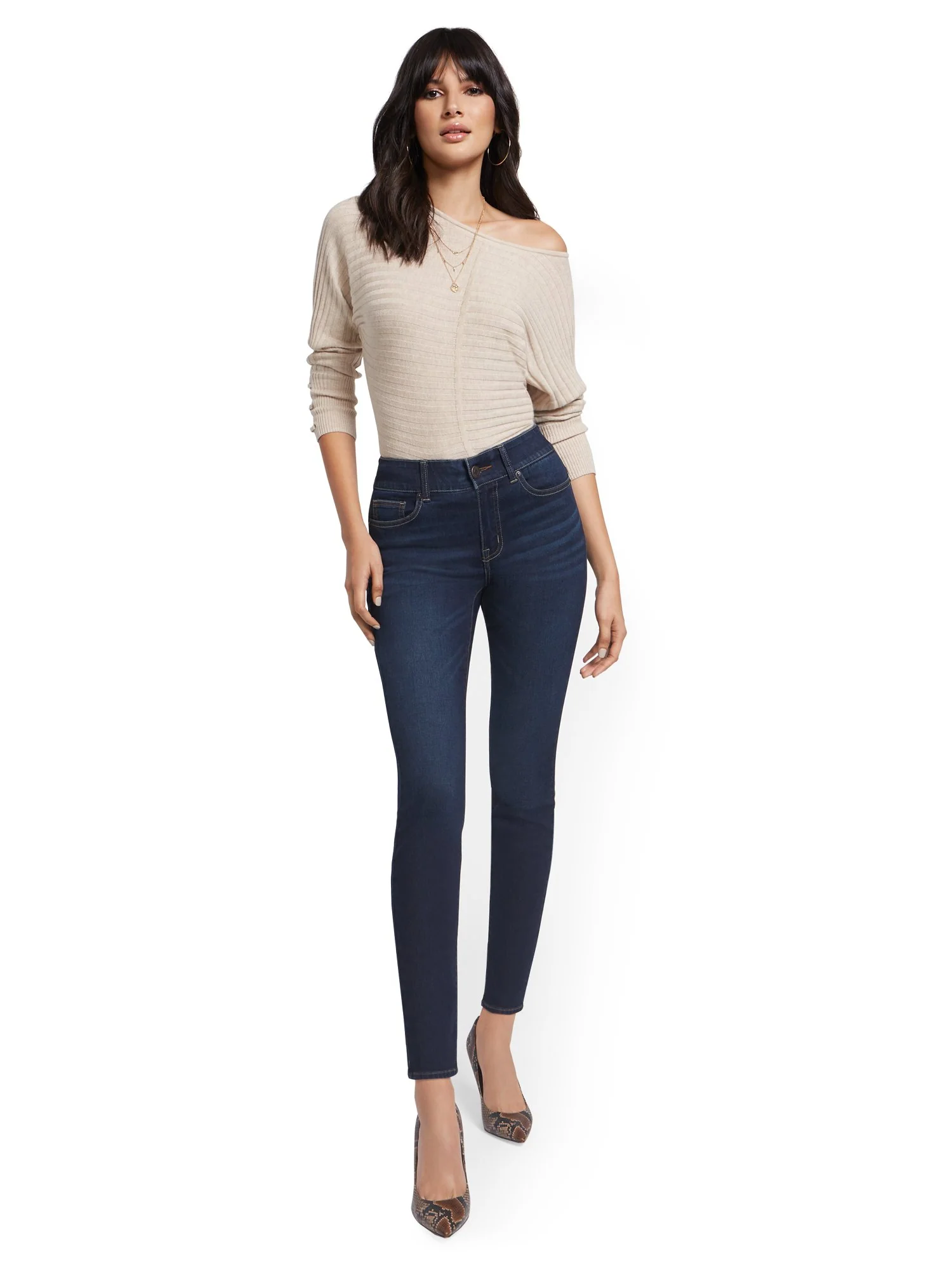 Petite Mya Curvy High-Waisted Sculpting No Gap Super-Skinny Ankle Jeans - Moonlight Blue - Image 5
