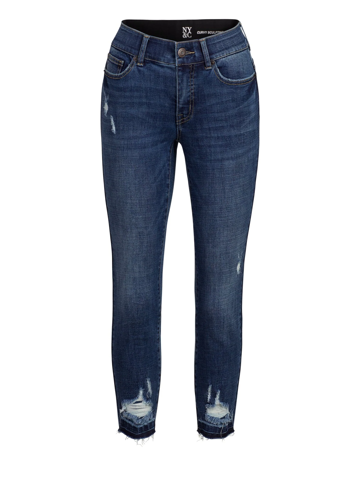 Petite Mya Curvy High-Waisted Sculpting No Gap Super-Skinny Jeans - Destroyed Details - Image 2