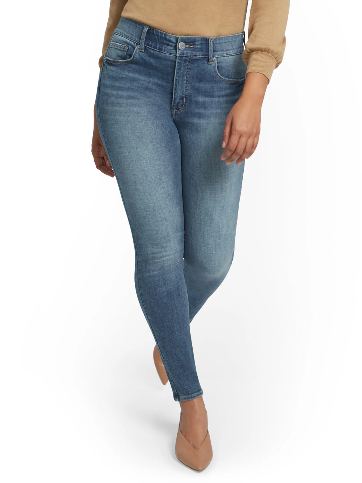 Petite Mya Super High-Waisted Shaping No Gap Super-Skinny Ankle Jeans - Light Wash - Image 2